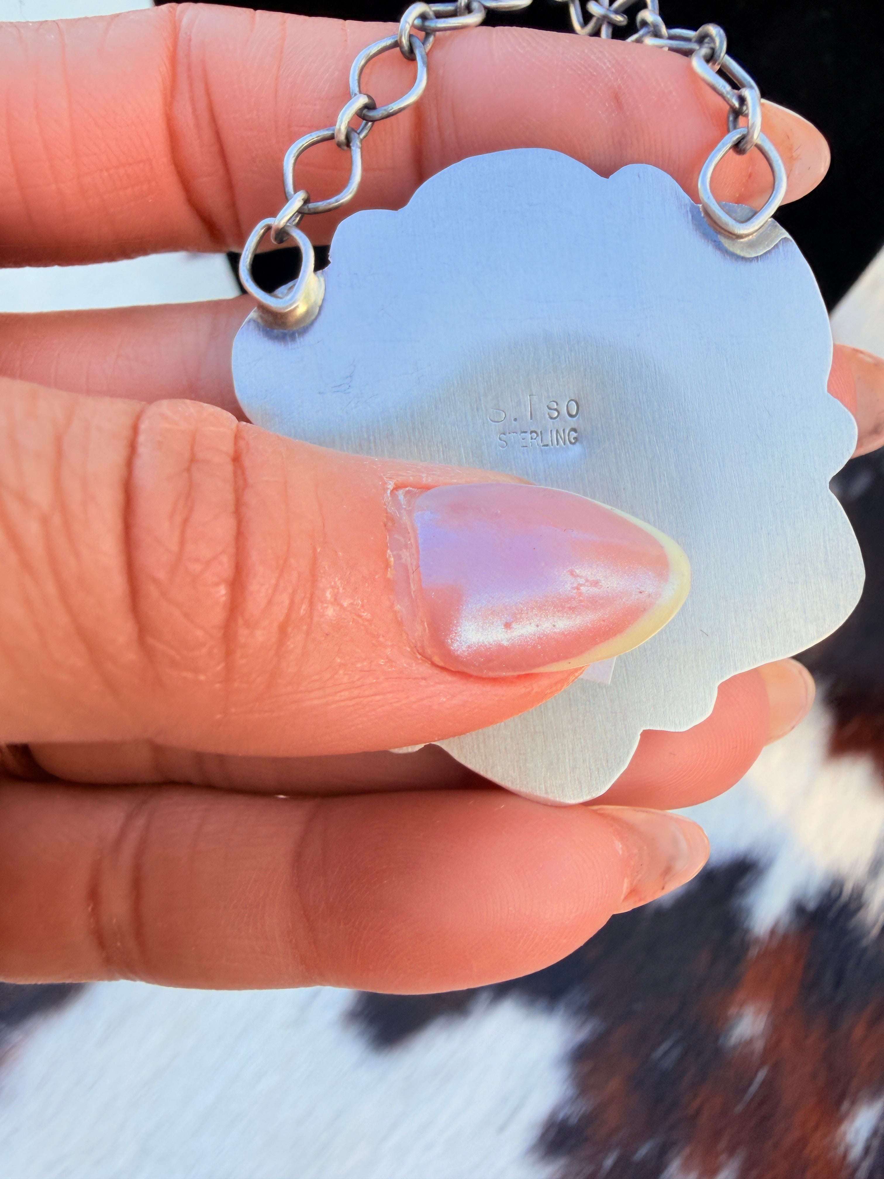 Handcrafted Number 8 Turquoise & Sterling Silver Liberty Dime Necklace by Sheila Tso