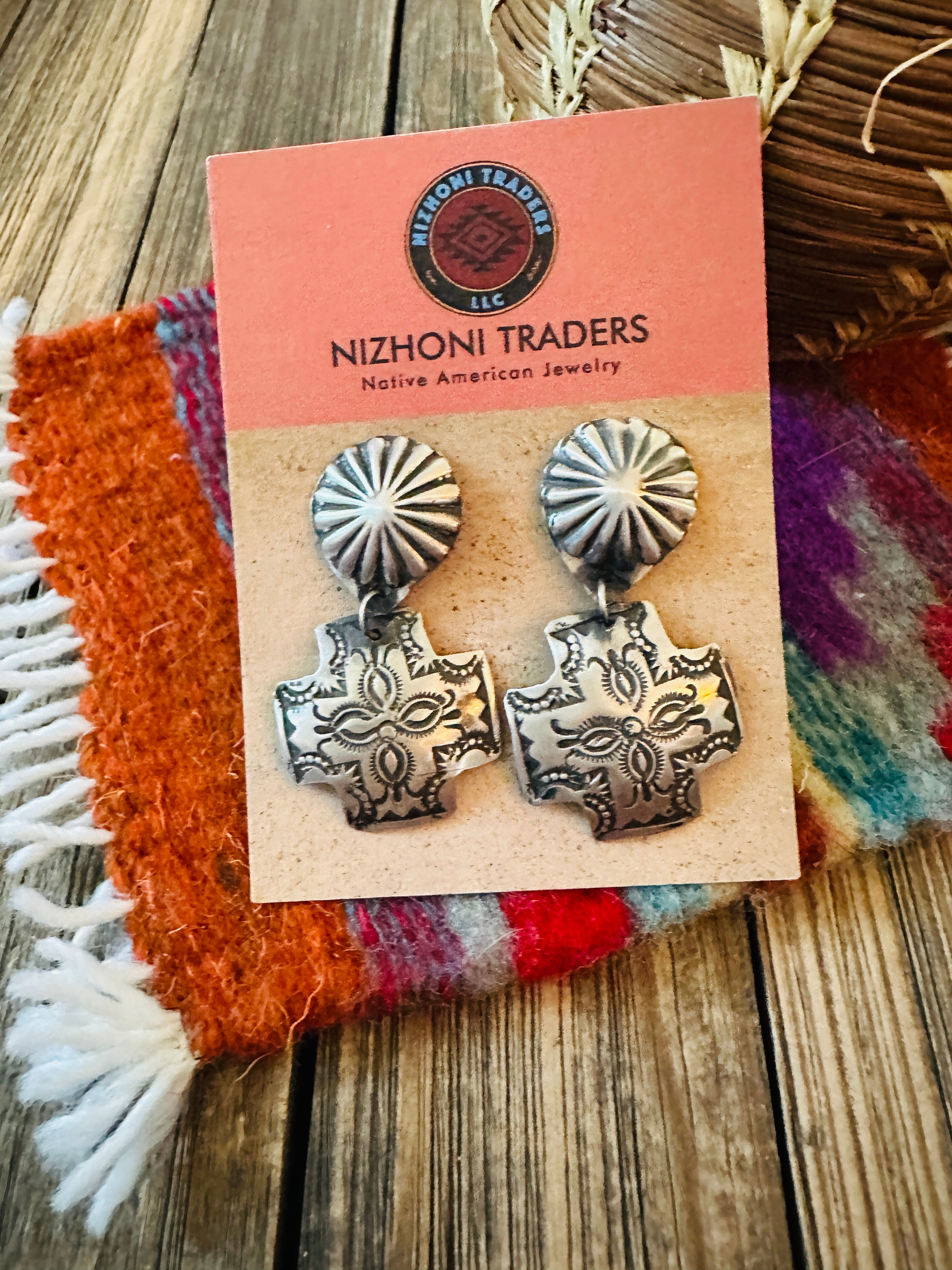 Handcrafted Sterling Silver Concho Dangle Earrings