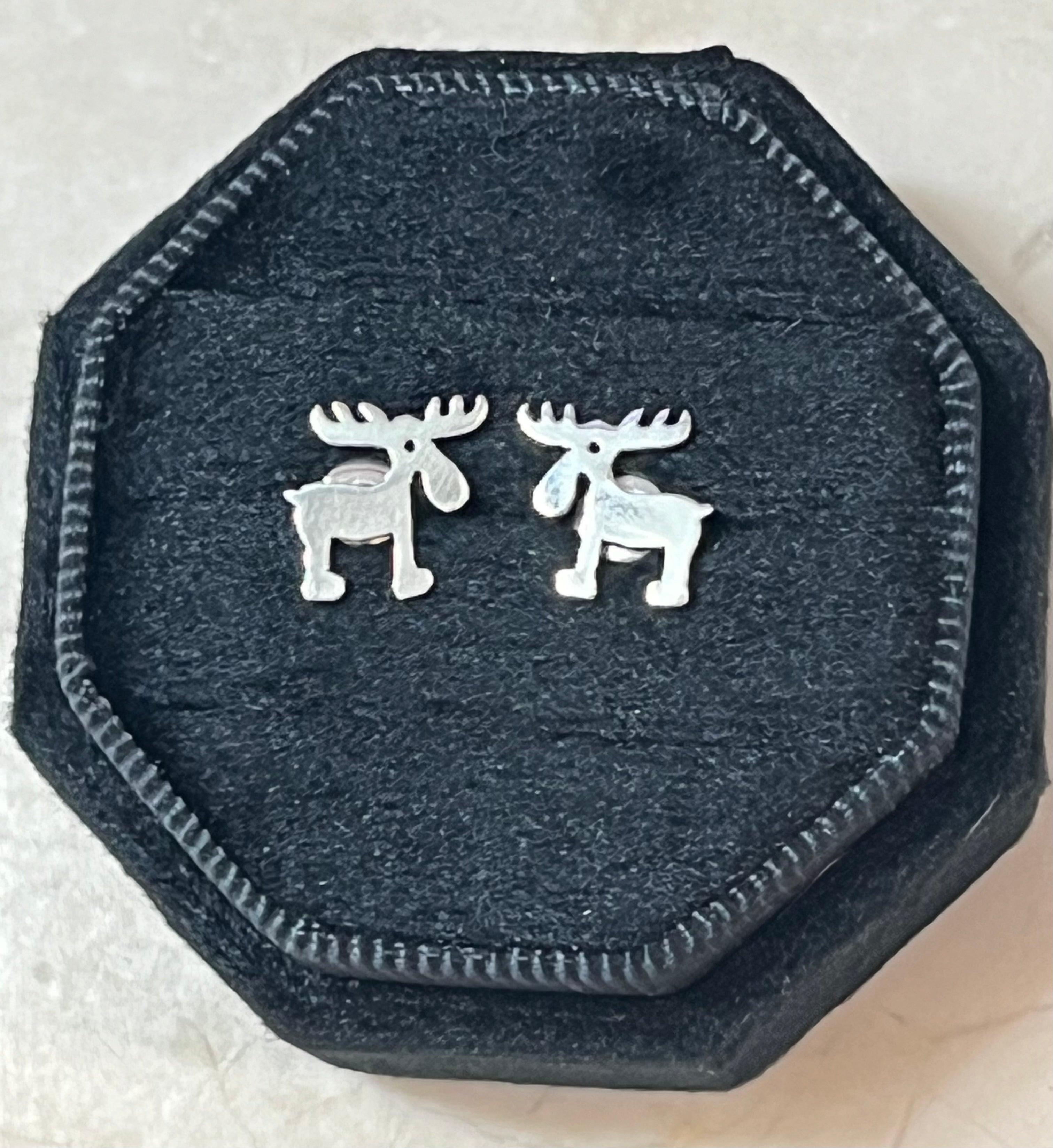 Sterling Silver Moose Earrings On Post