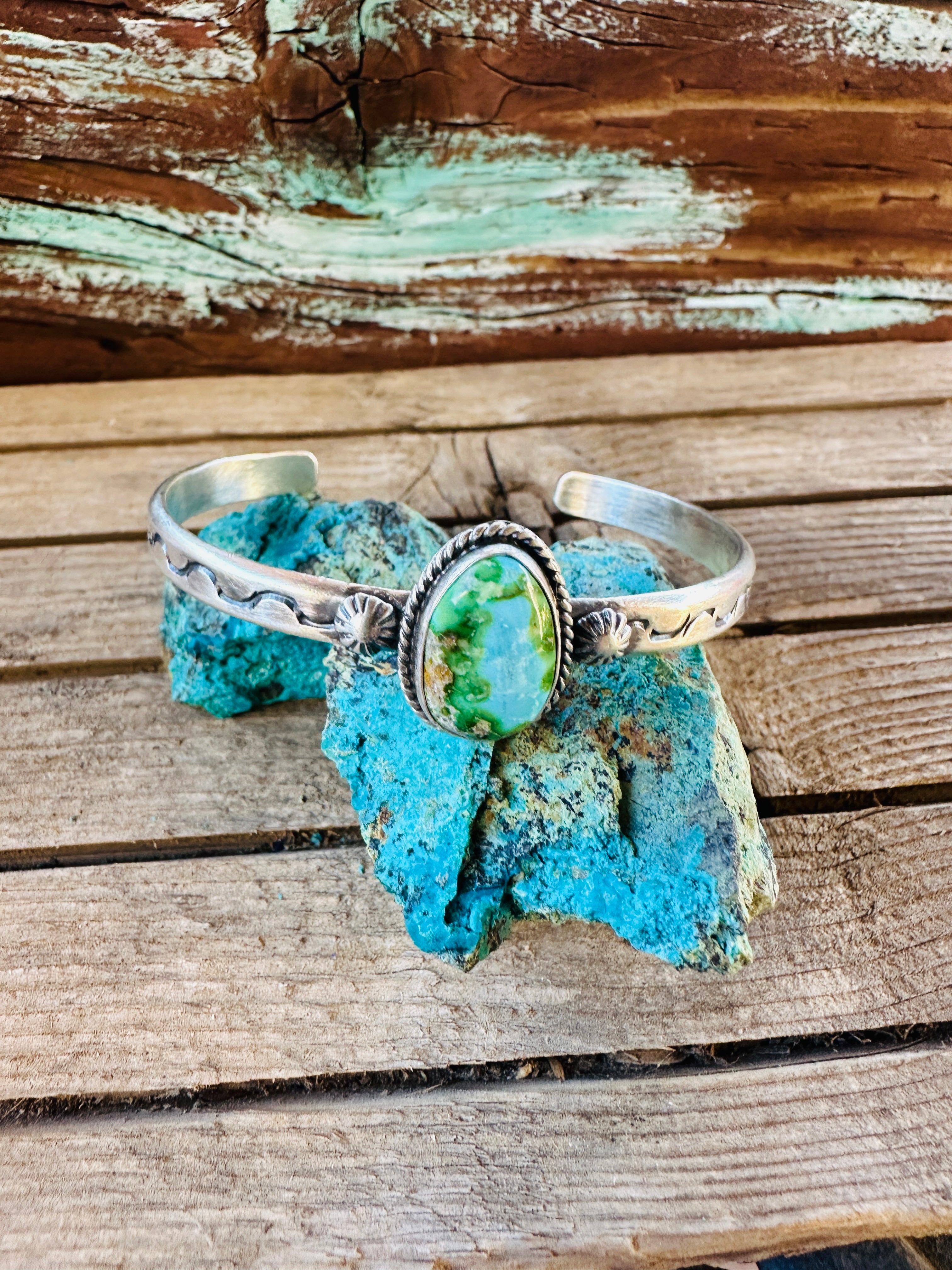 Handcrafted Sonoran Mountain Turquoise & Sterling Silver Cuff Bracelet