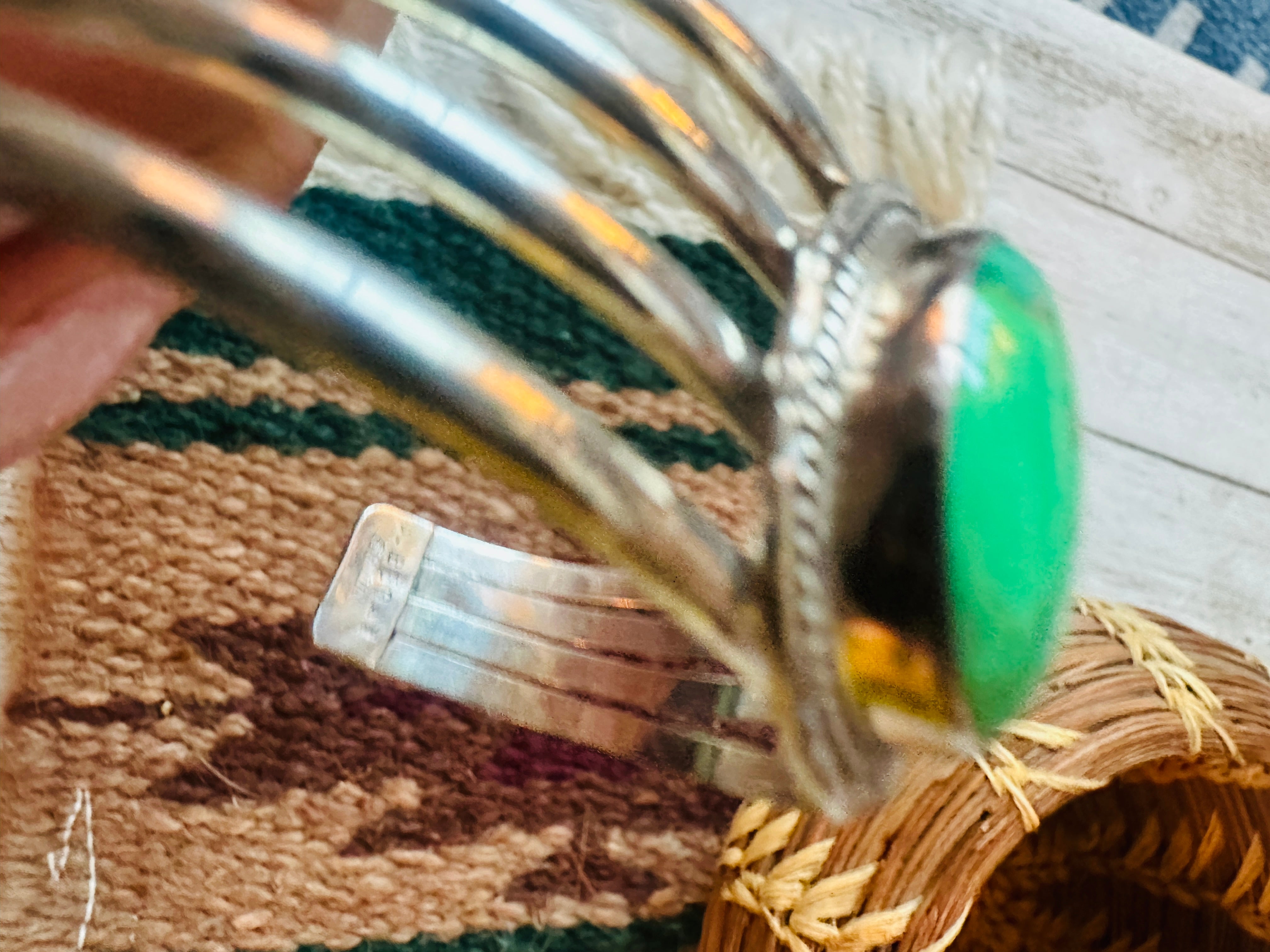 Navajo Green Kingman Turquoise & Sterling Silver Cuff Bracelet