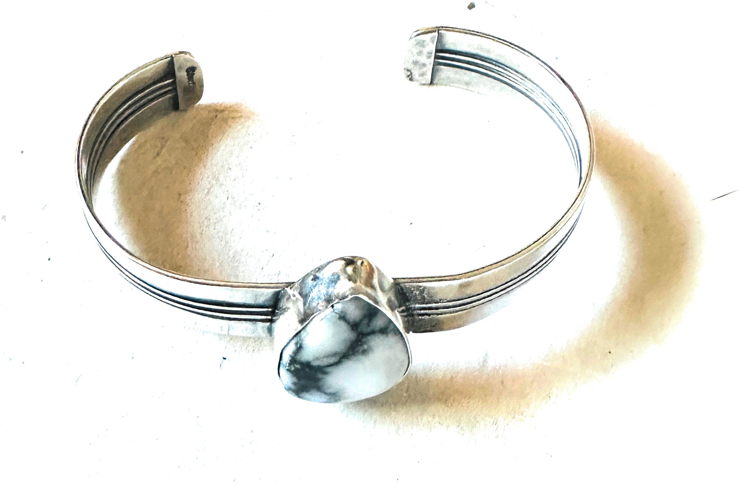 Navajo White Buffalo & Sterling Silver Cuff Bracelet