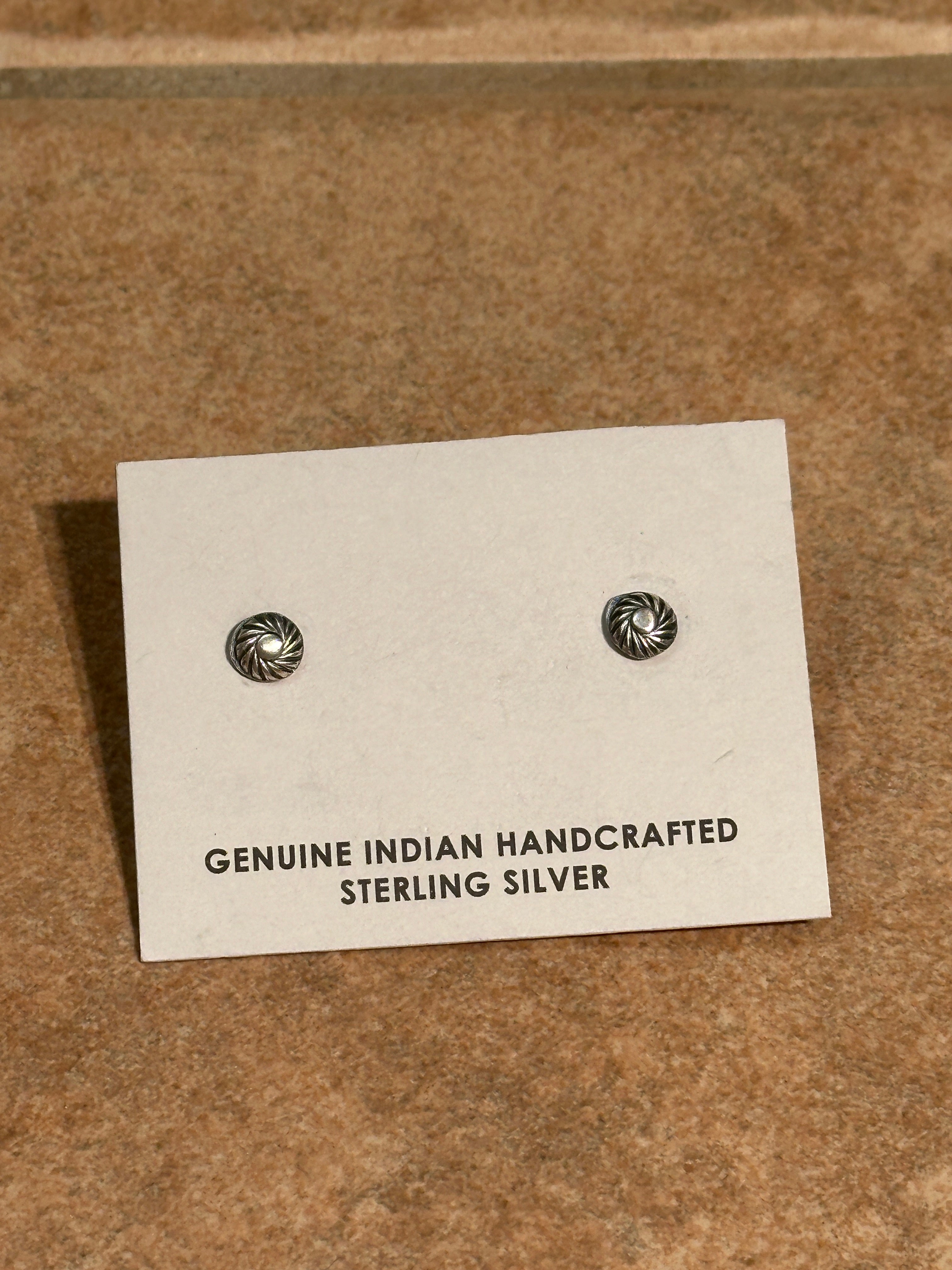 Navajo Sterling Silver Concho Swirl Stud Post Earrings