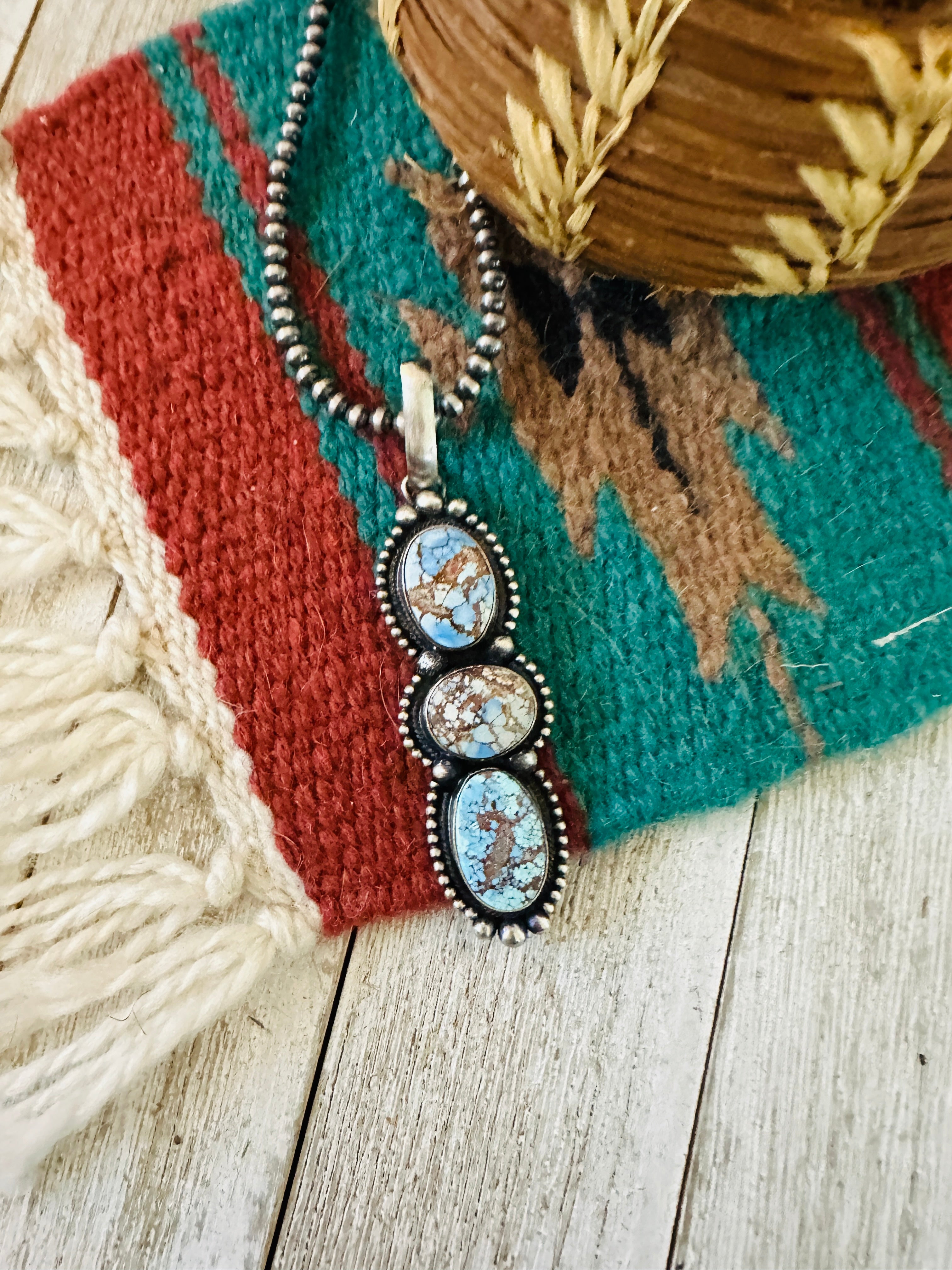 Handcrafted Golden Hills Turquoise & Sterling Silver Pendant