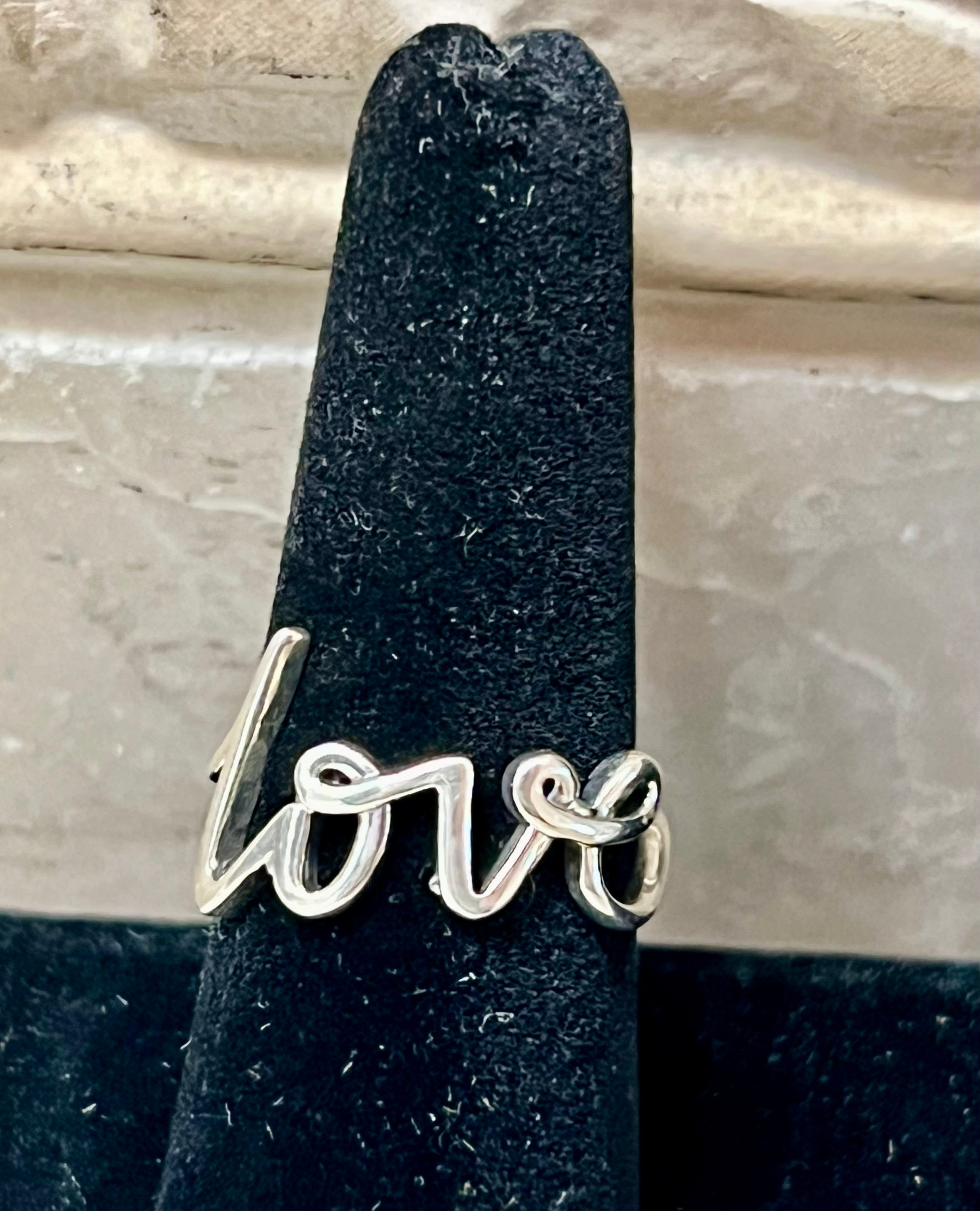Cursive Love Sterling Silver Ring