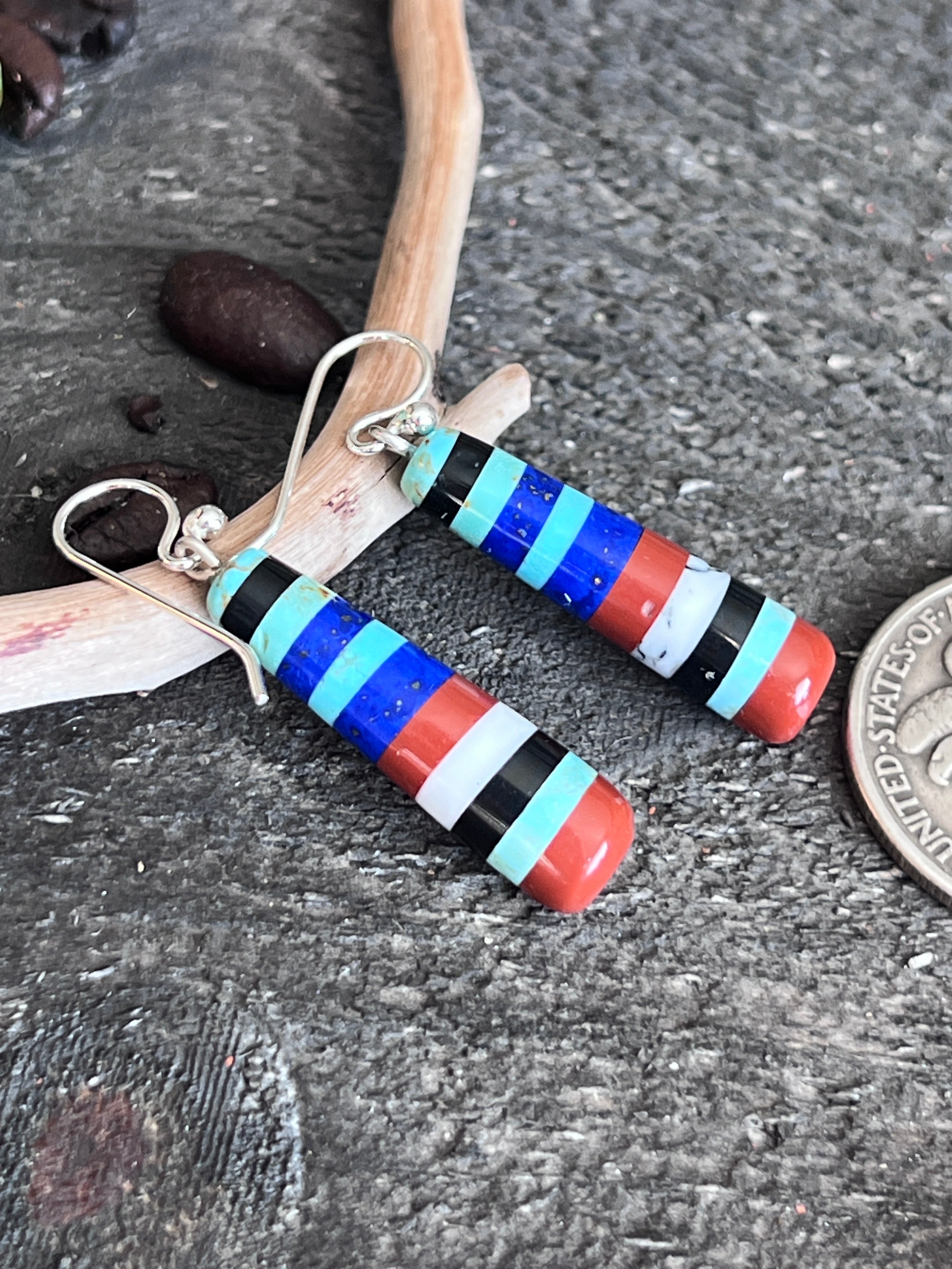 Santo Domingo Layered Multistone Earrings by Ronald Chavez, Stacked Gems #5