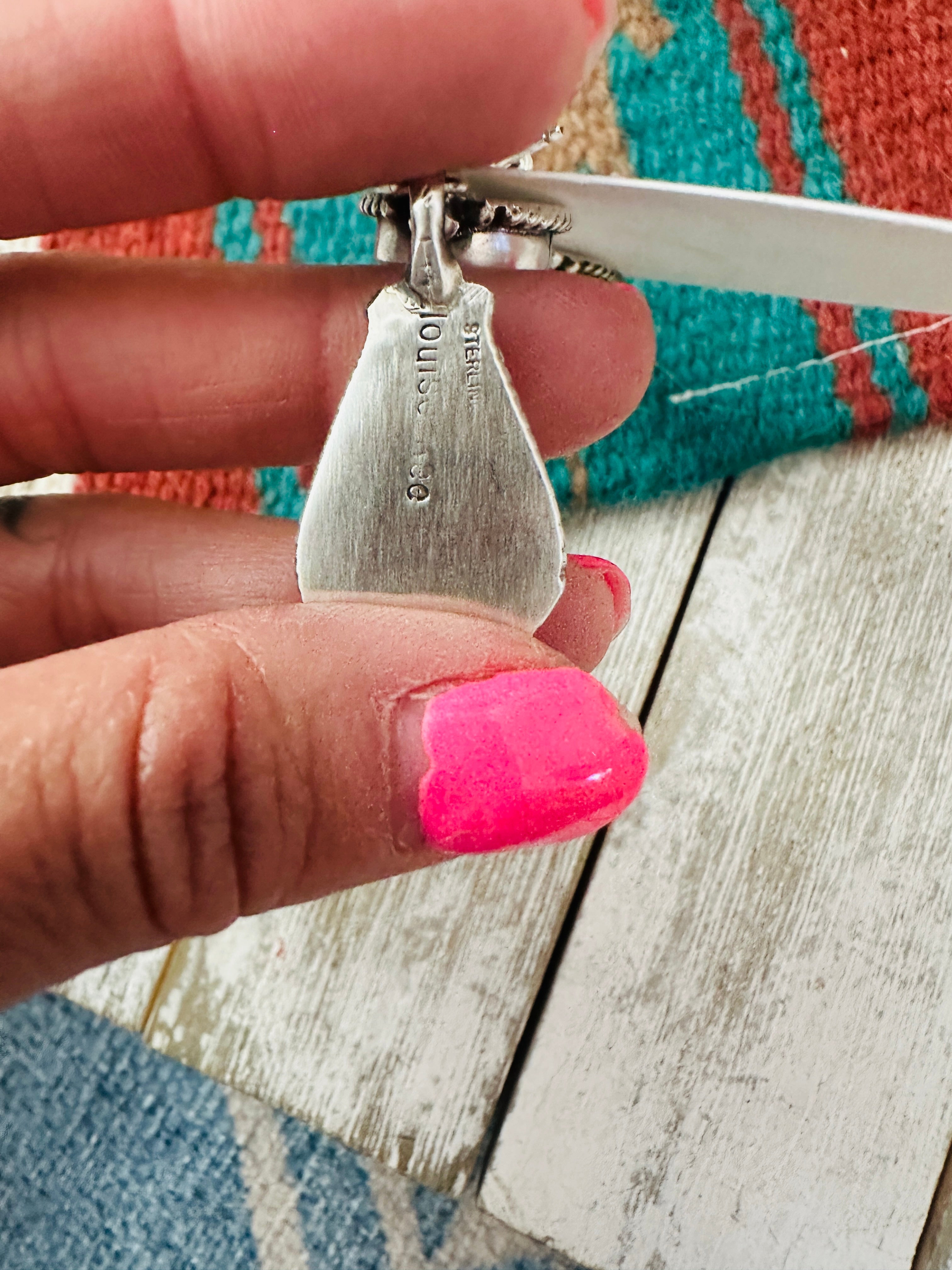 Navajo Rose Dahlia and Sterling Silver Dangle Earrings