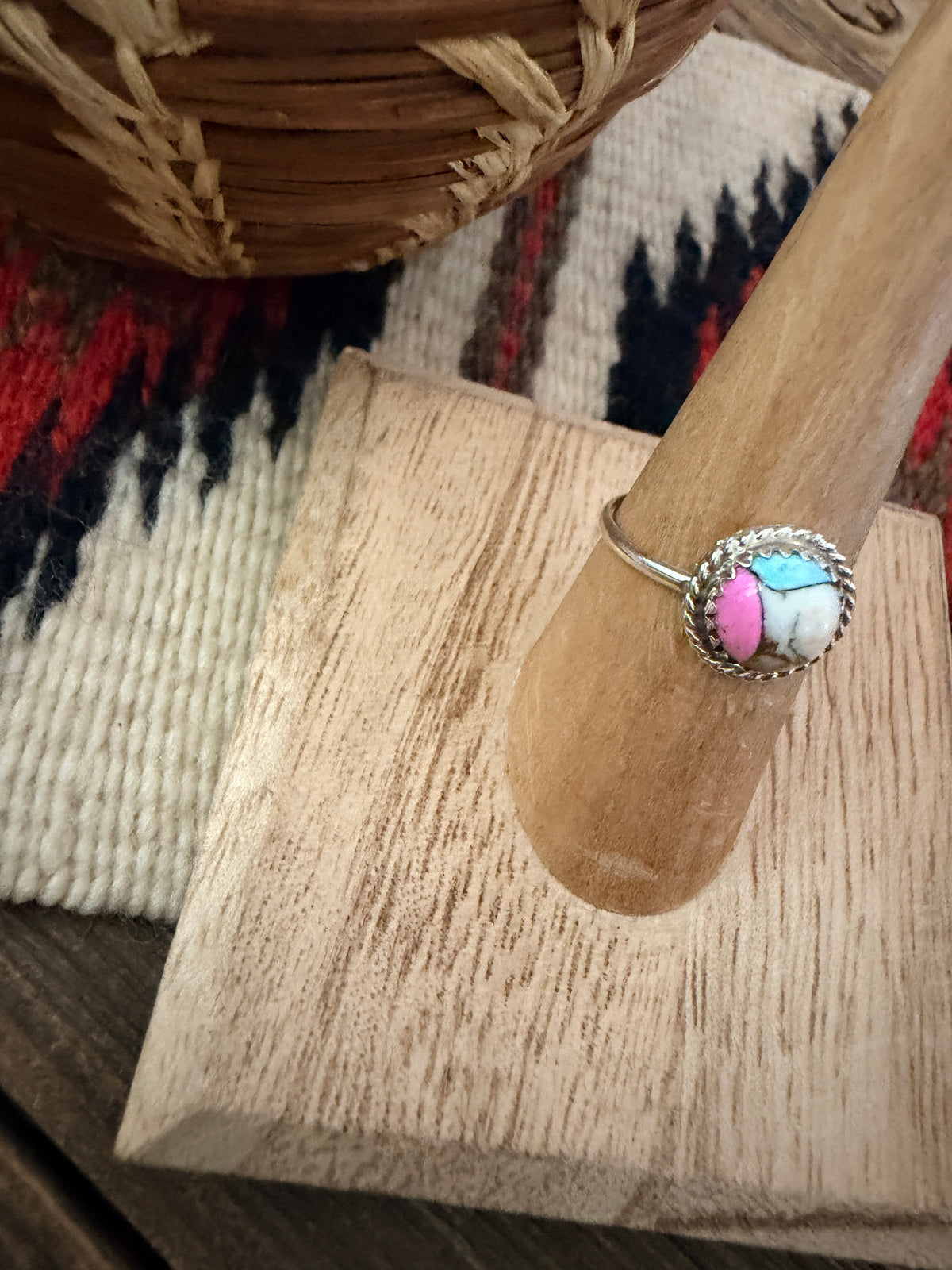 Handcrafted Sterling Silver & Cotton Candy Ring