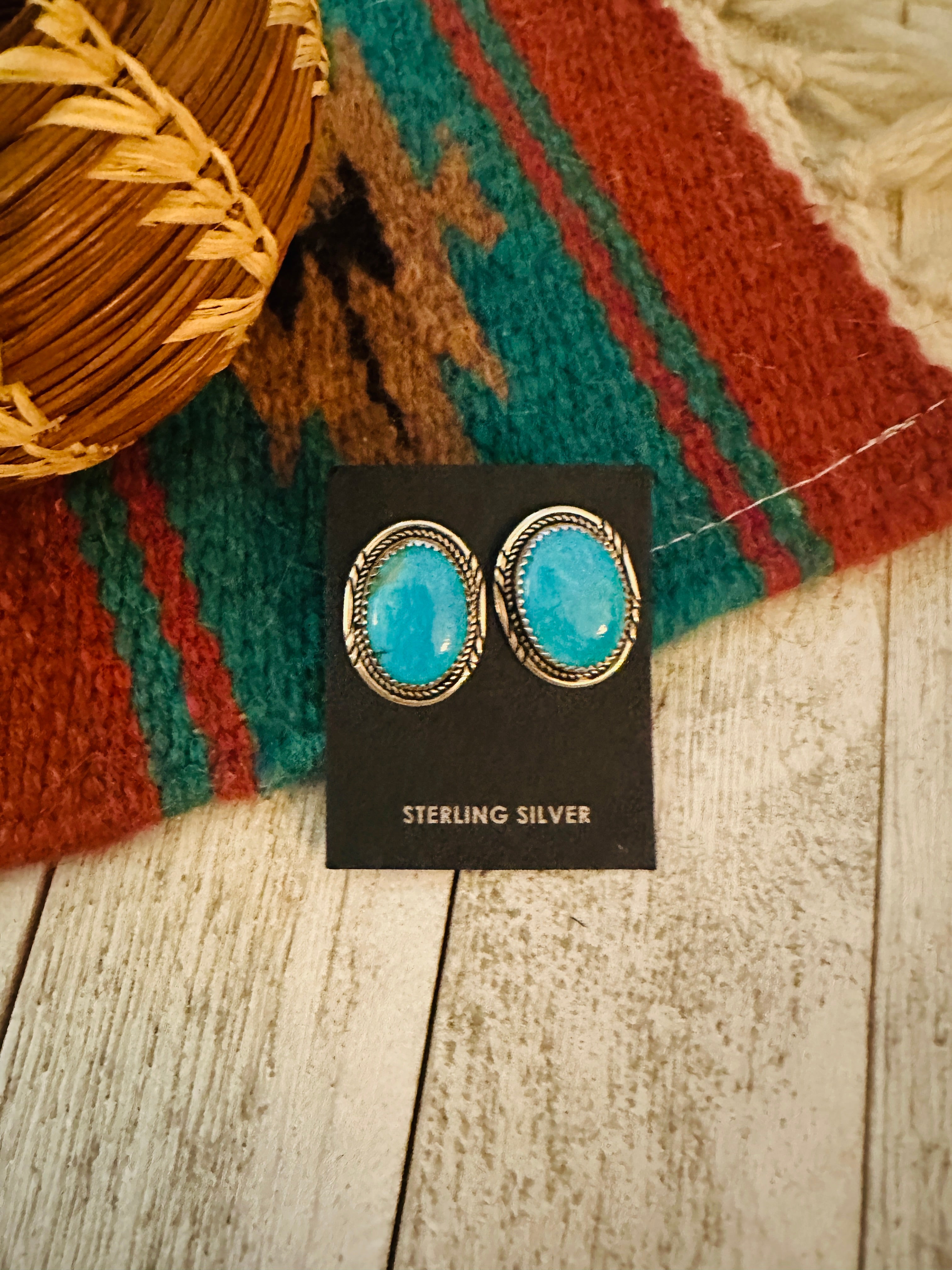 Navajo Turquoise & Sterling Silver Post Earrings