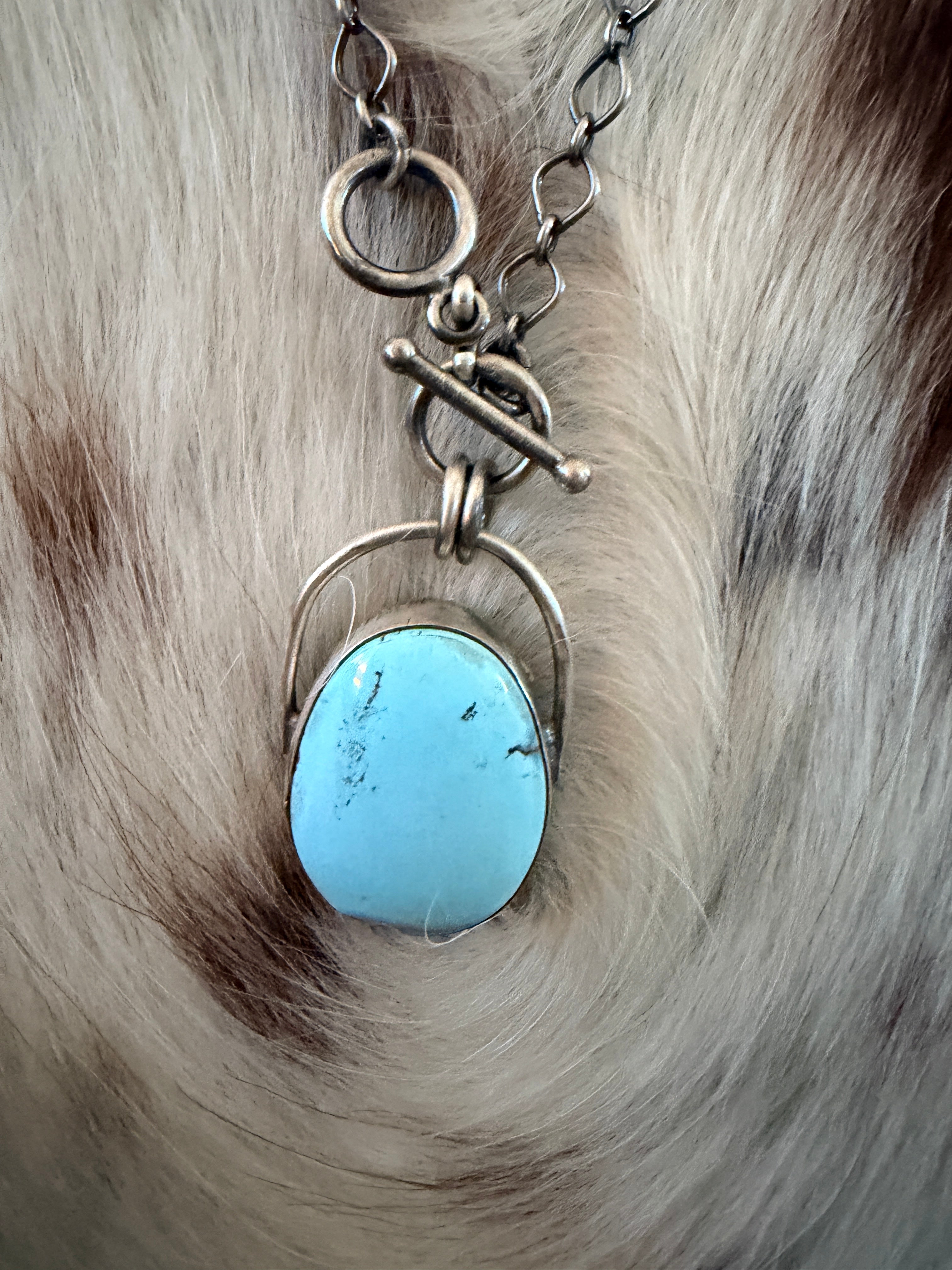 Handcrafted Golden Hills Turquoise & Sterling Silver Necklace by Paul Livingston