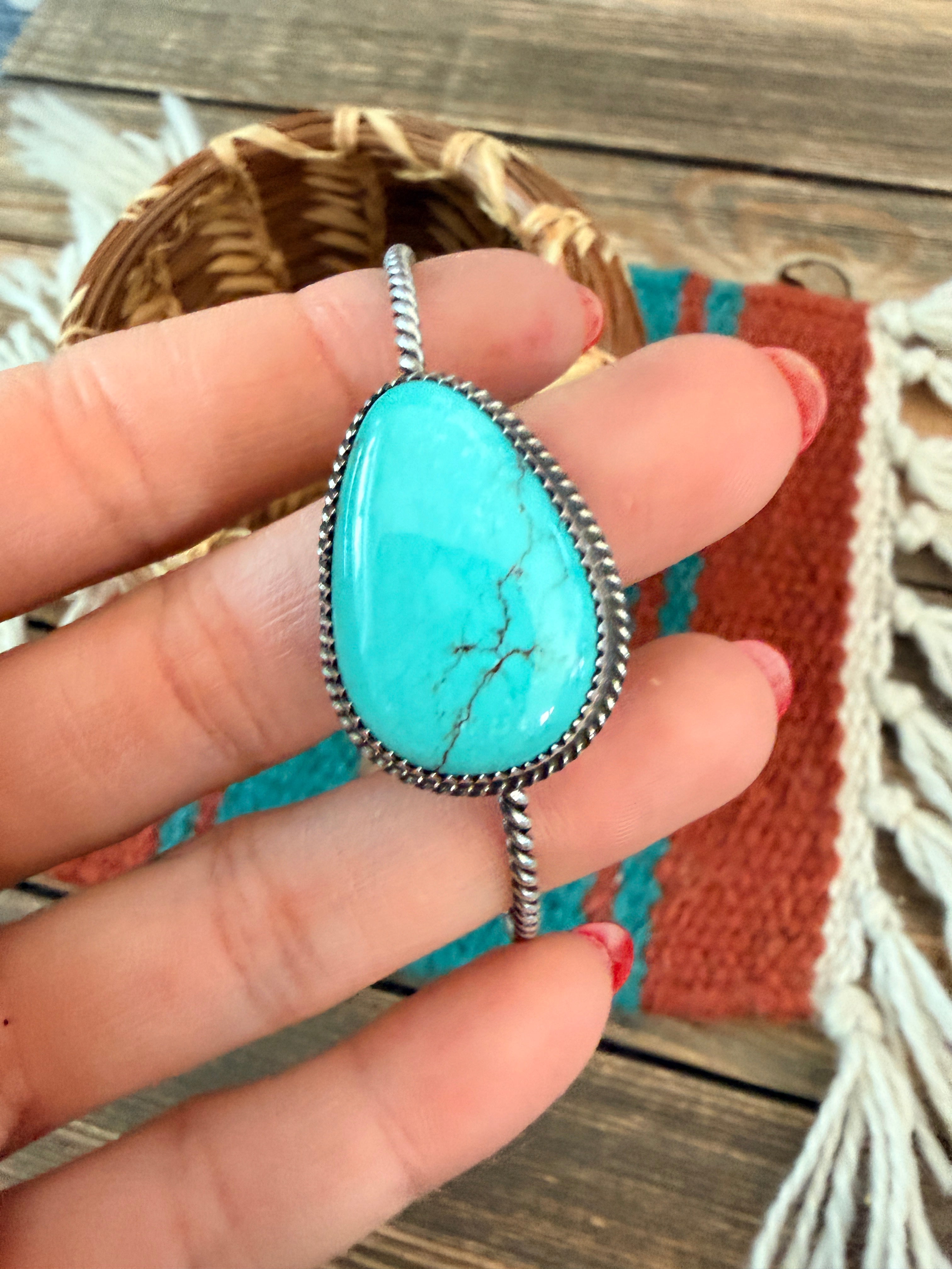 Handmade Turquoise & Sterling Silver Bangle Bracelet