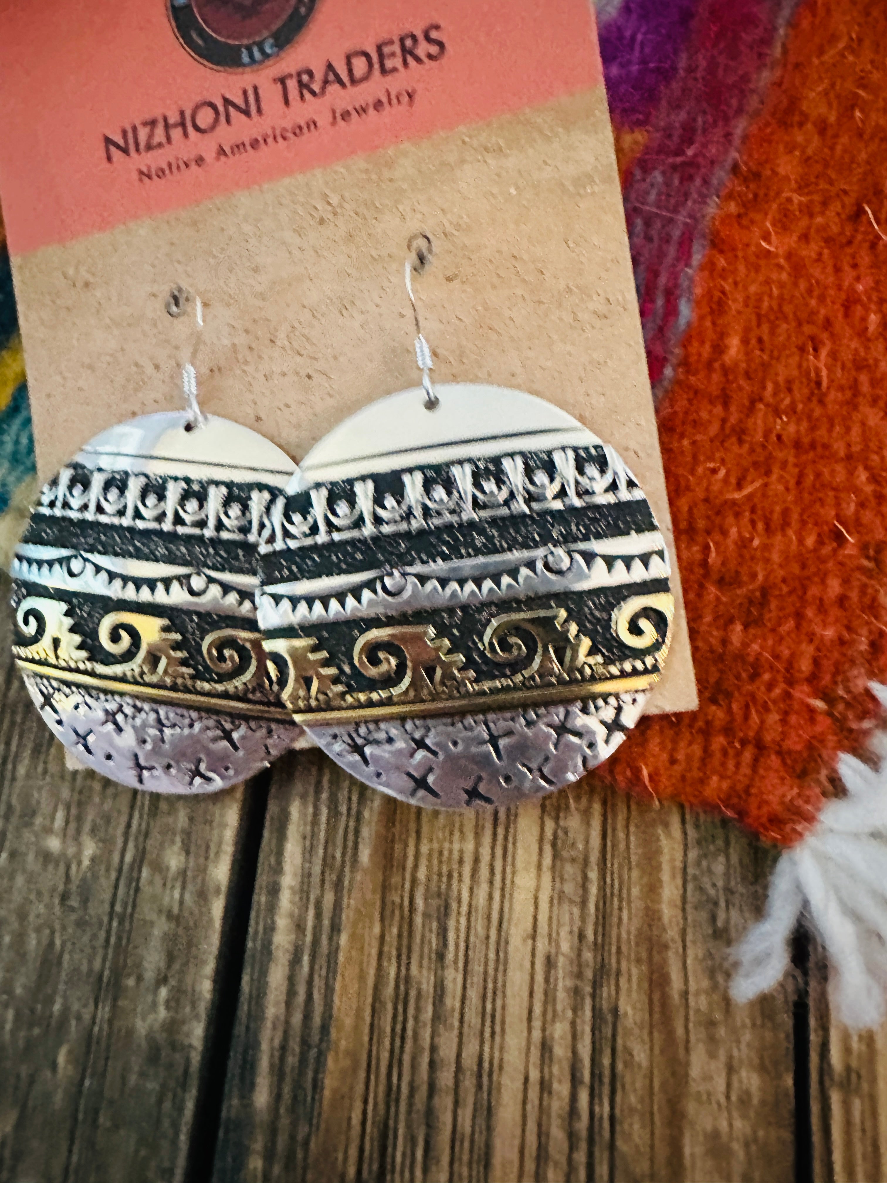 Handcrafted Sterling Silver & Copper Dangle Earrings by Rose Singer