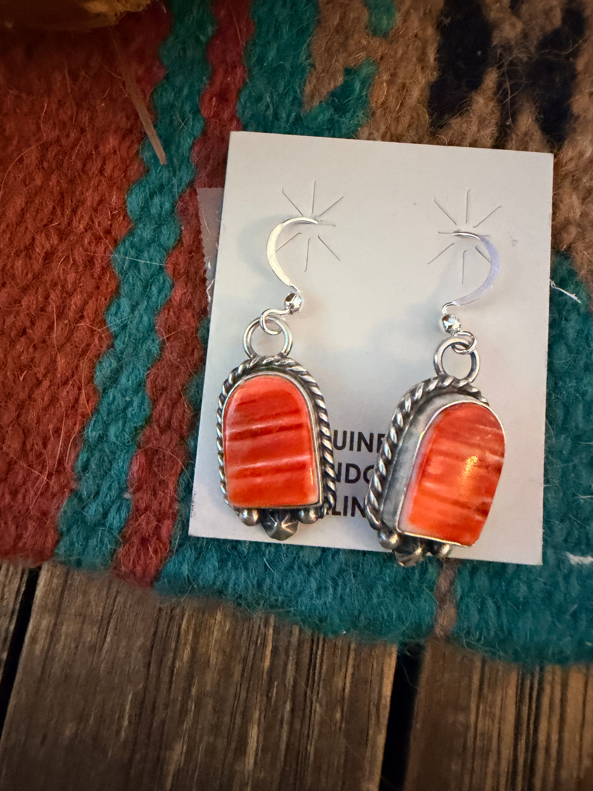 Handcrafted Spiny Oyster & Sterling Silver Dangle Earrings