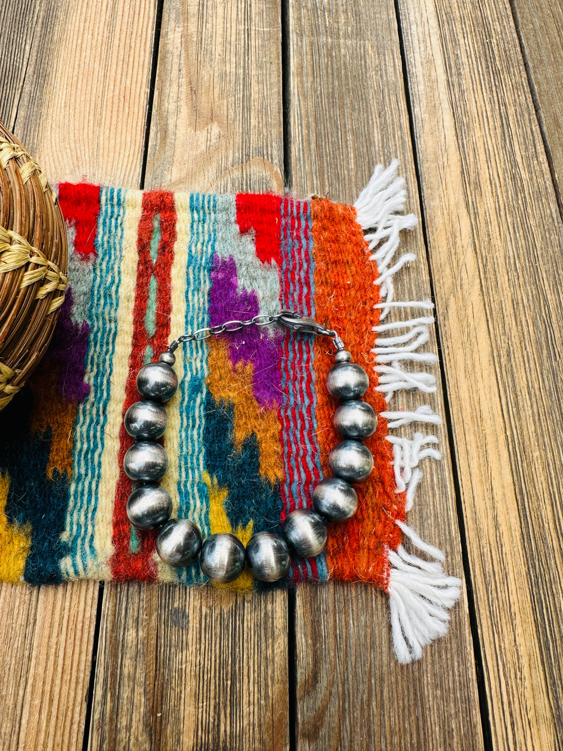 Handcrafted 12mm Sterling Silver Beaded Bracelet