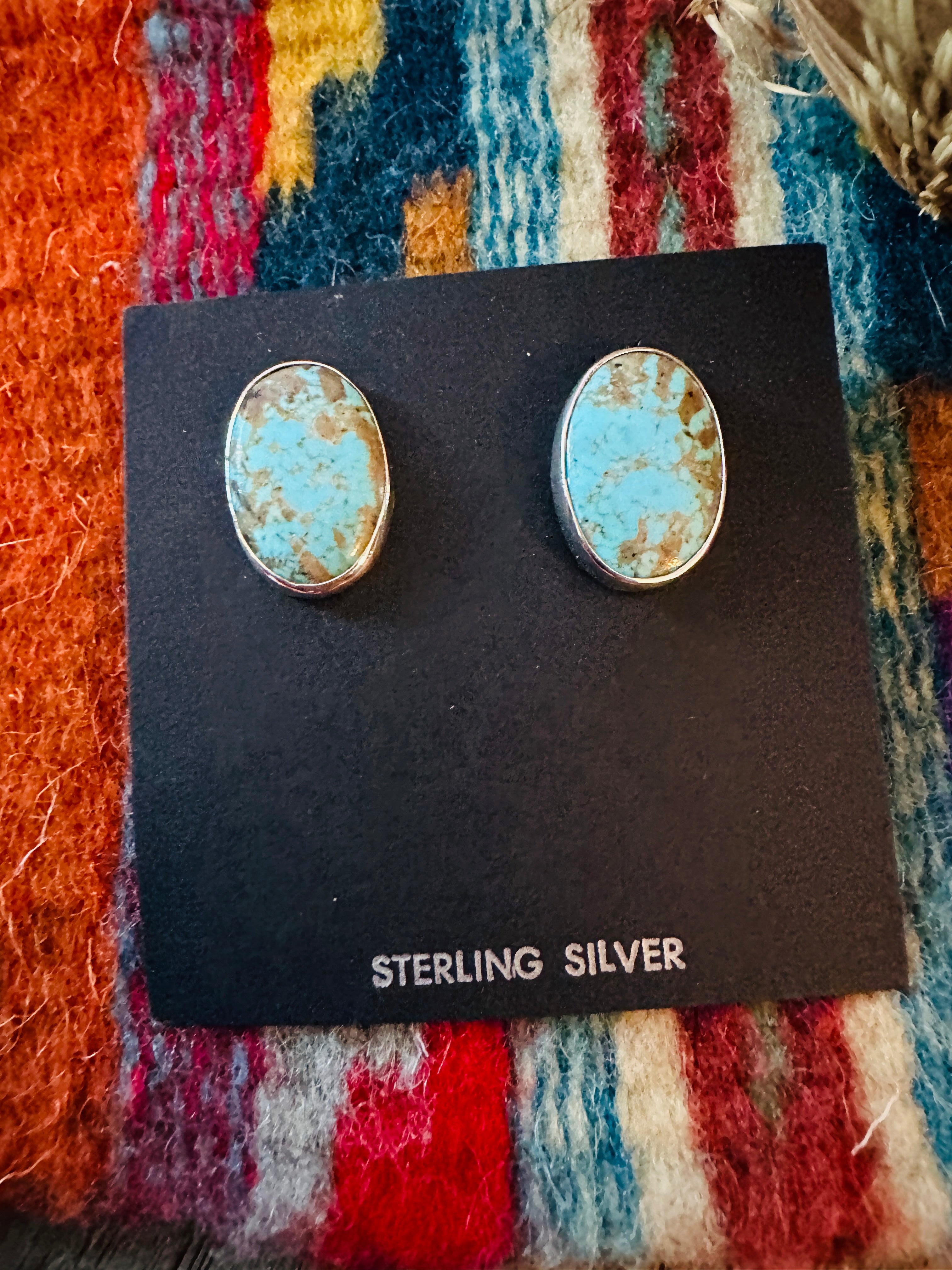 Handcrafted Turquoise & Sterling Silver Post Earrings