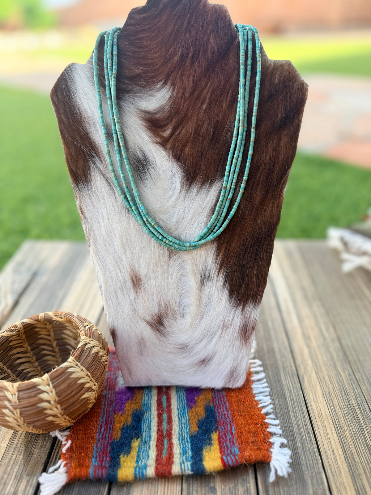 Old Pawn Handcrafted Turquoise Four-Strand Beaded 20” Necklace