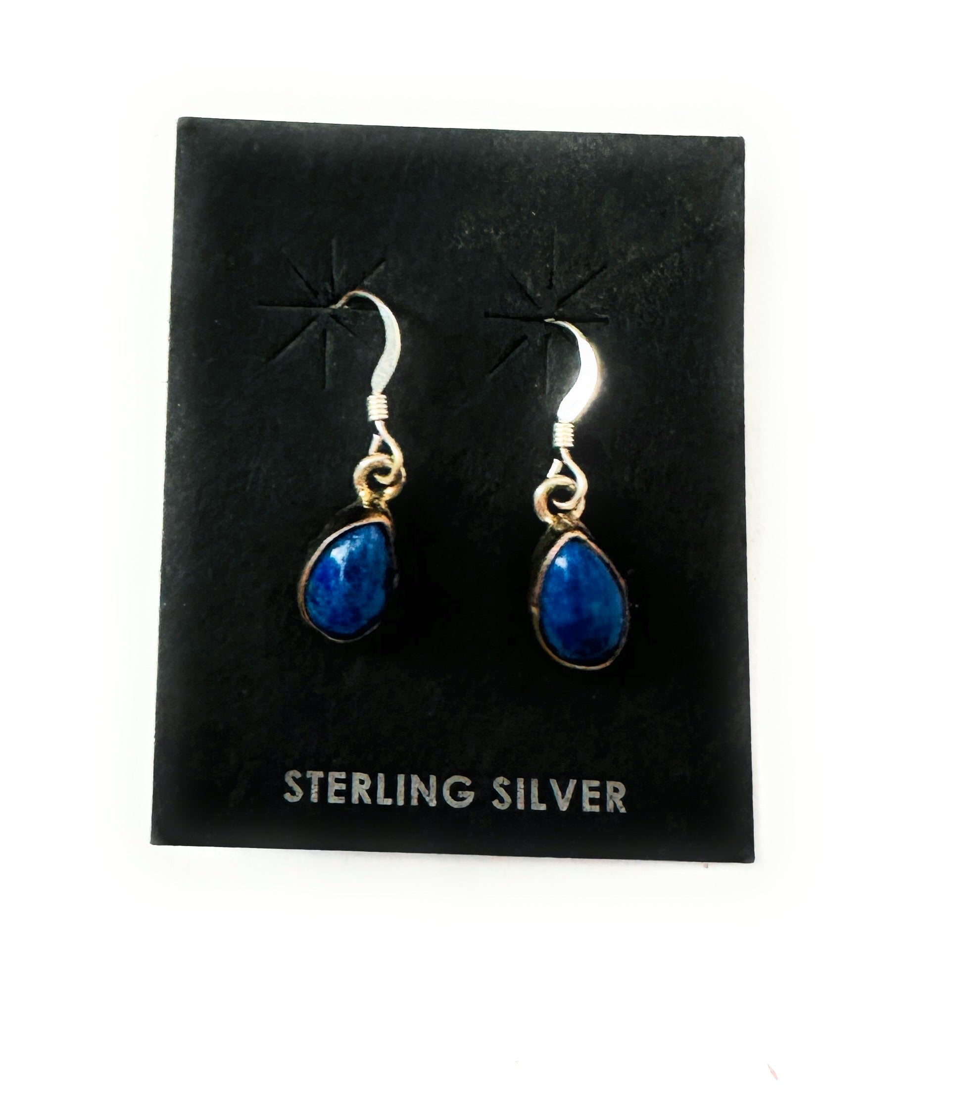 Navajo Lapis and Sterling Silver Dangle Earrings Signed