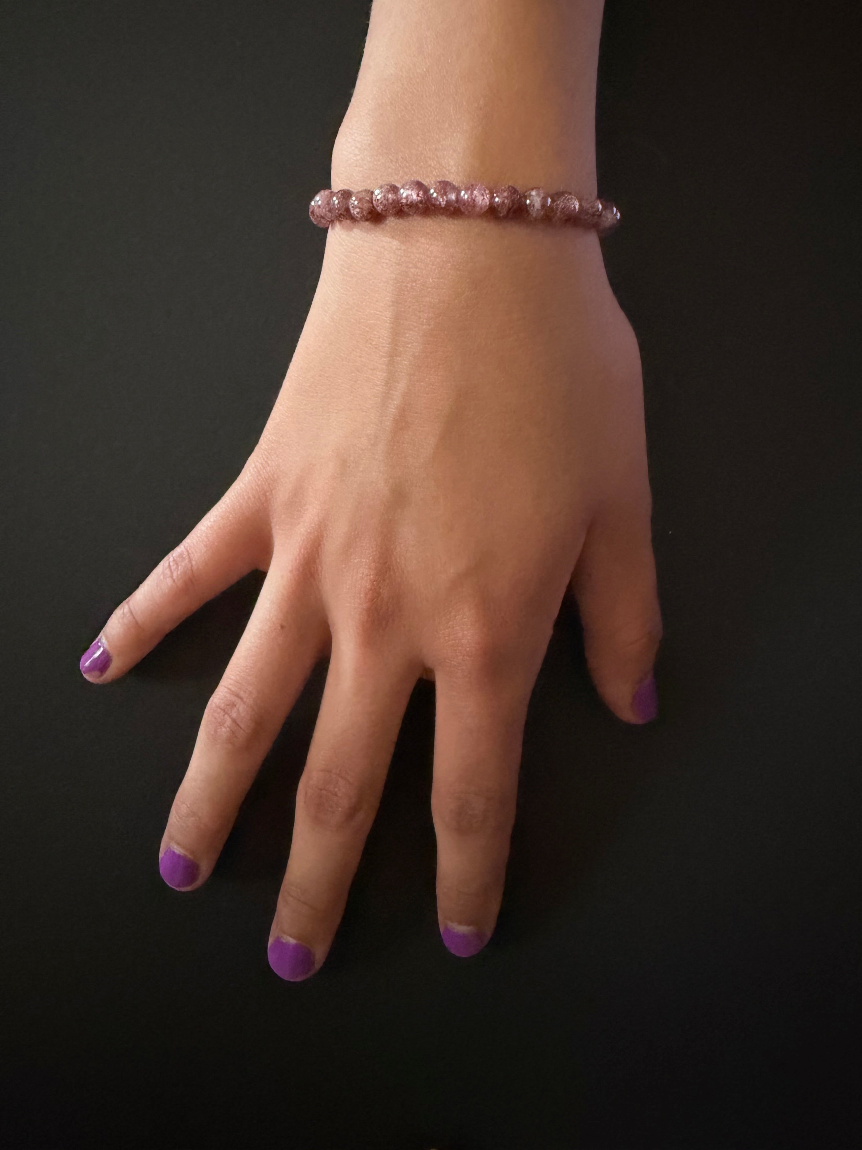 Pink Tourmaline Kid's Beaded Stretch Bracelet