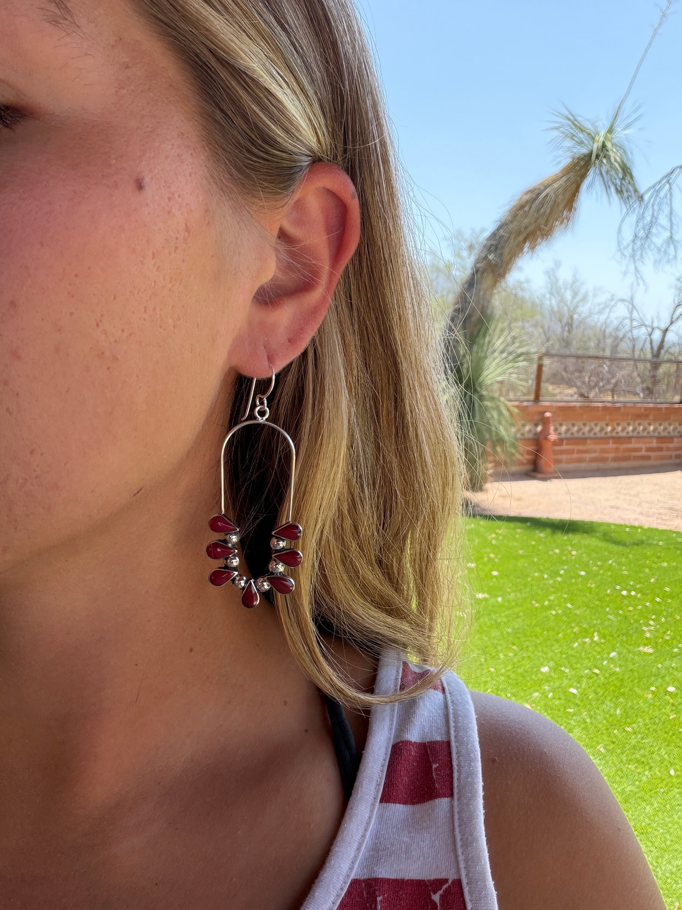 Handmade Red Jasper & Sterling Silver Dangle Earrings