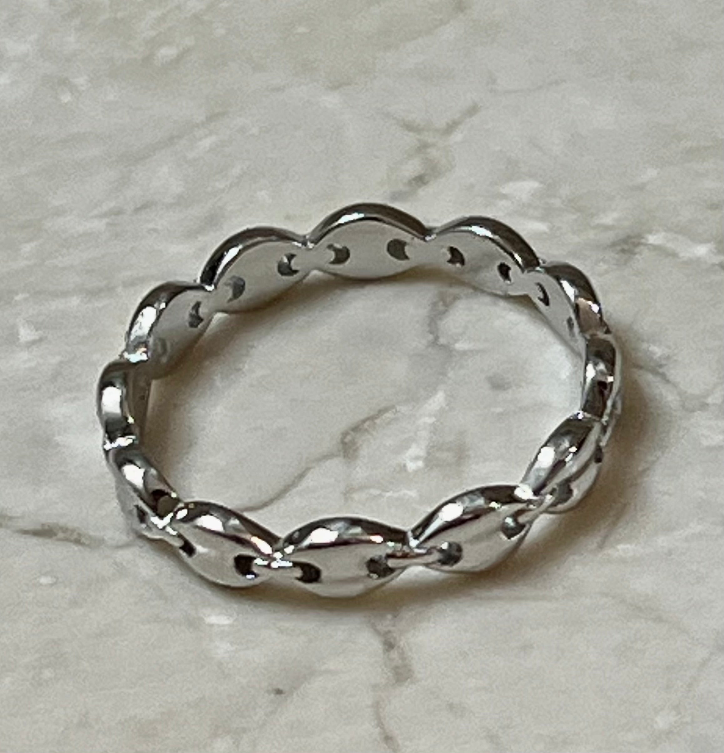 Sterling Silver Janie Anchor Chain Ring