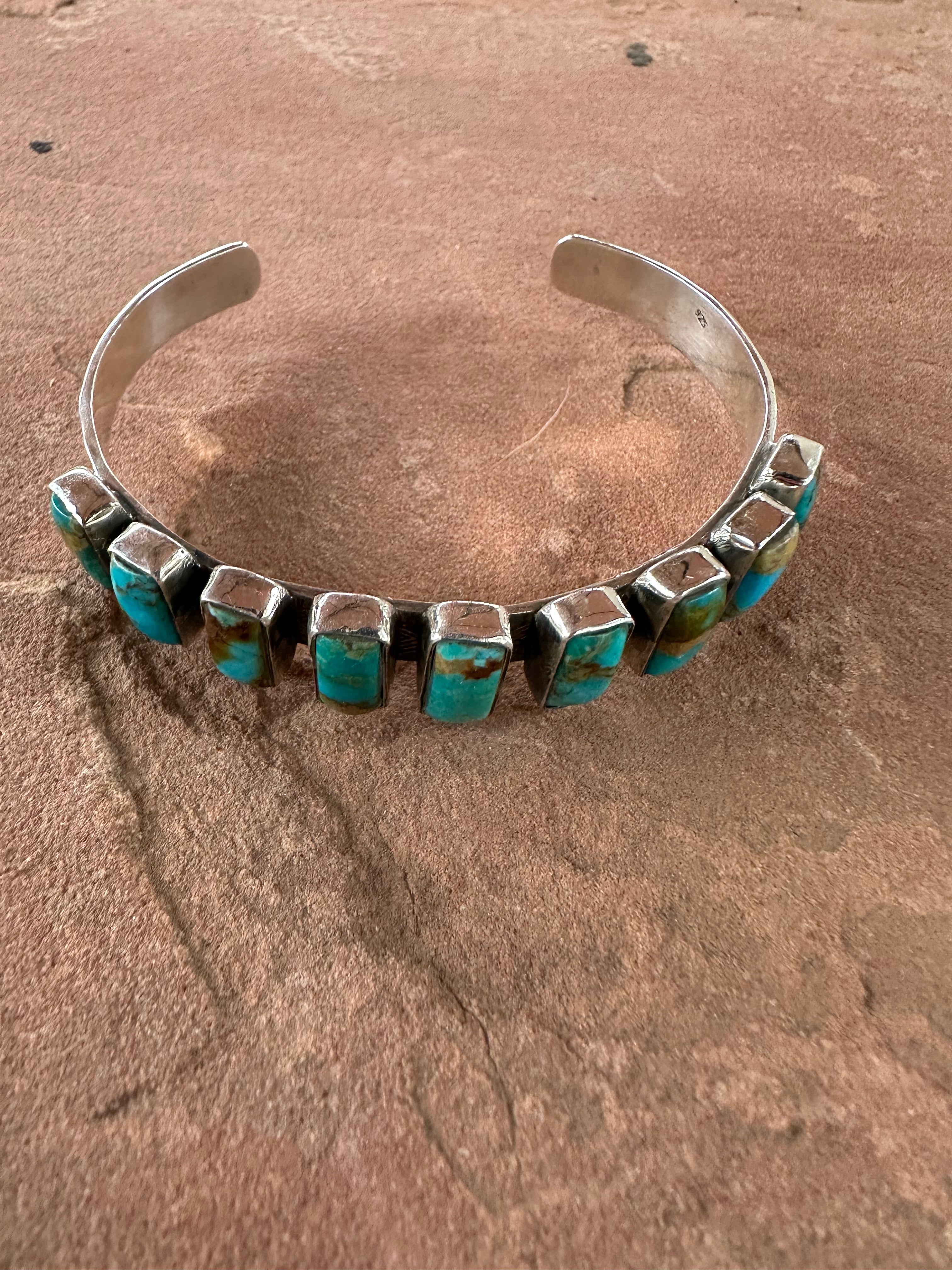 Handmade Sterling Silver & Turquoise Adjustable Cuff Bracelet