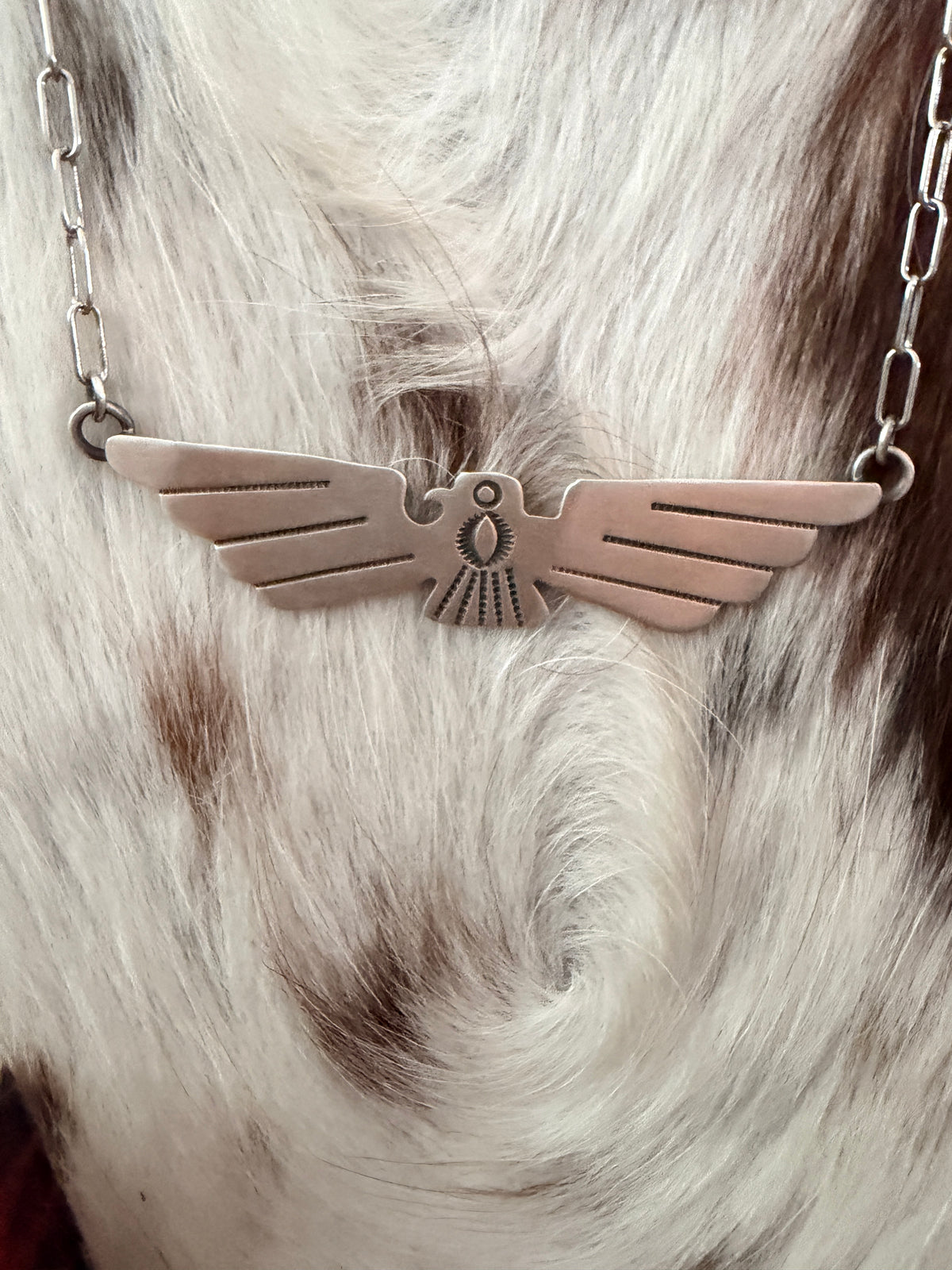 Handcrafted Sterling Silver Thunderbird Necklace by Charles Johnson