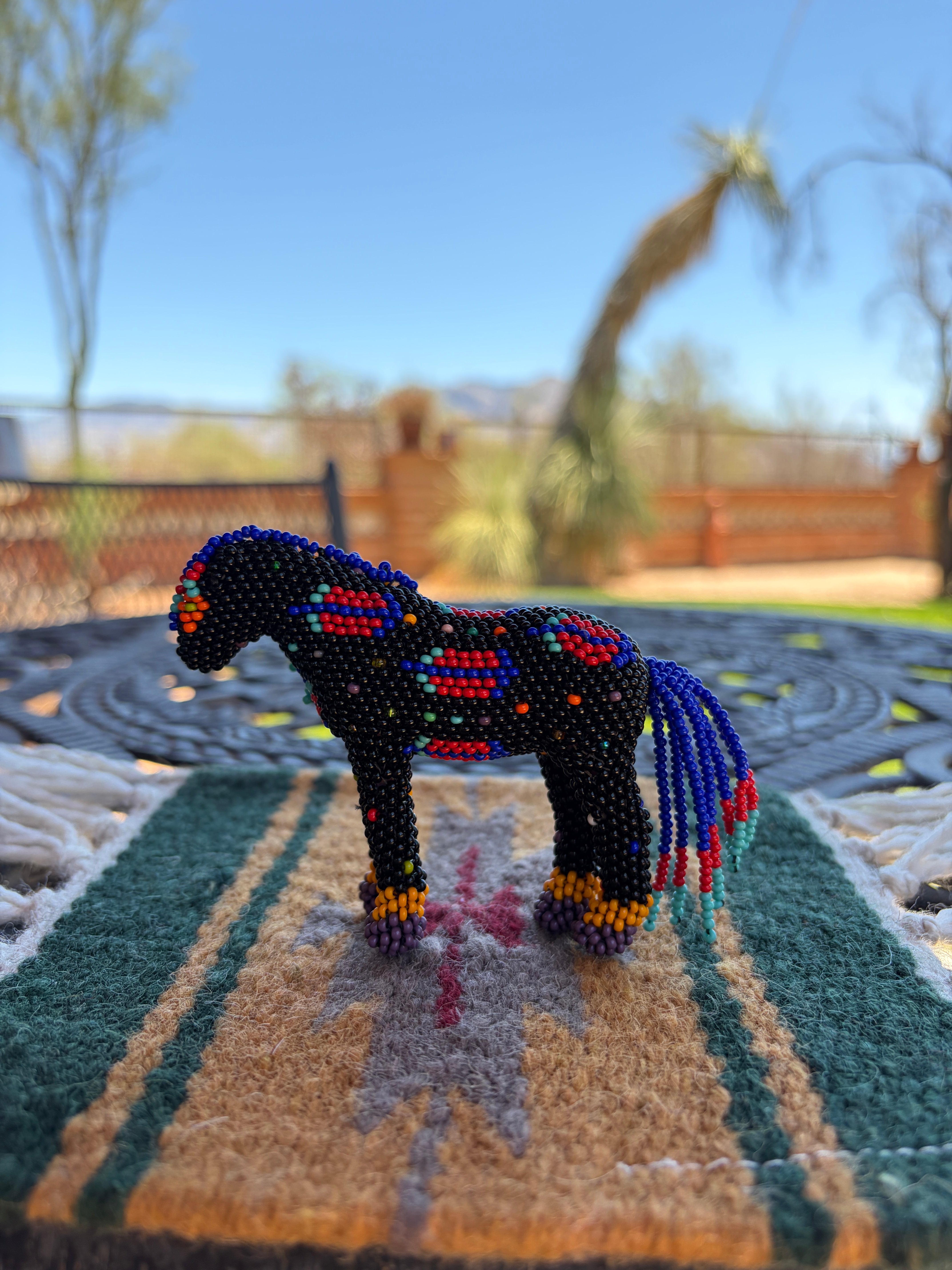 Handmade Peyote Stitched Horse Figurine- Black 15
