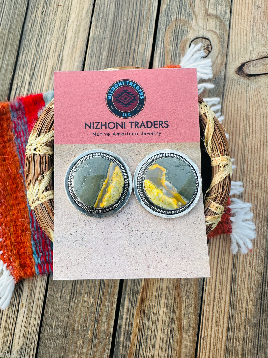 Handcrafted Bumblebee & Sterling Silver Post Earrings by Wydell Billie