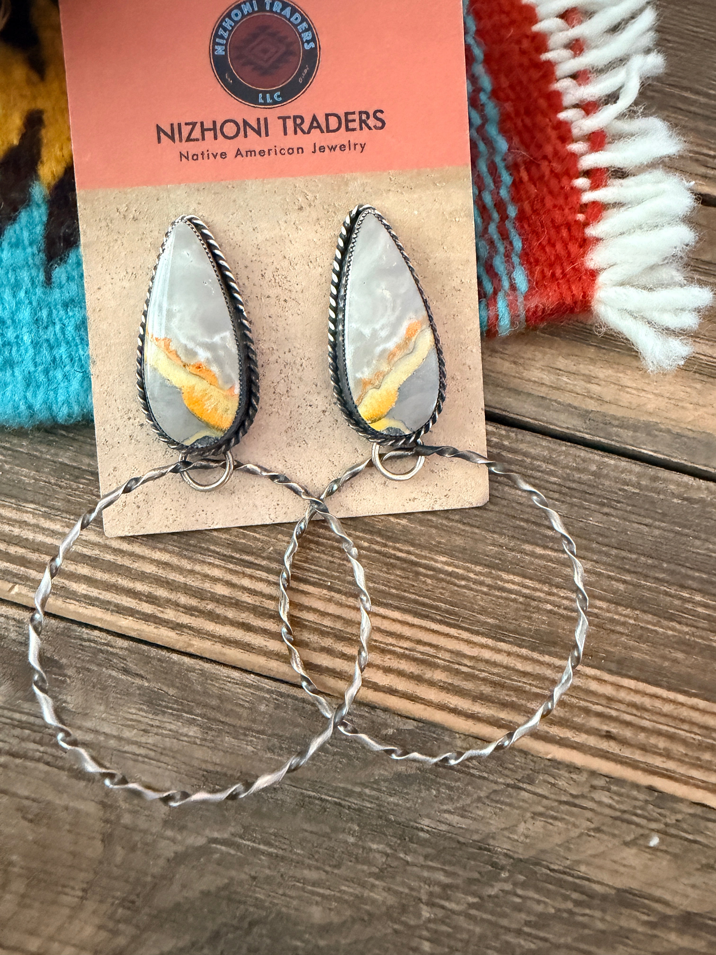Handcrafted Bumblebee & Sterling Silver Hoop Earrings