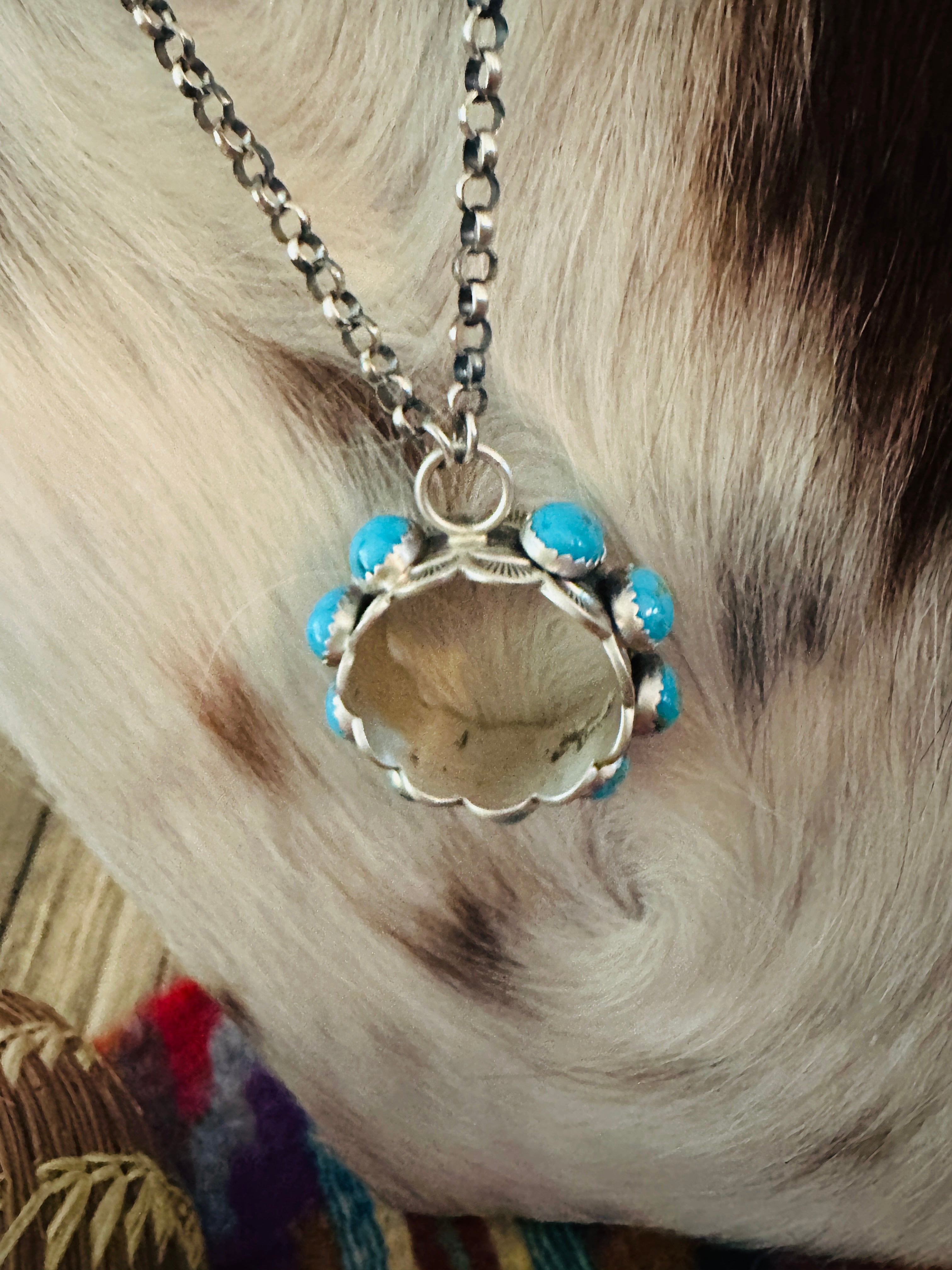 Handcrafted Turquoise & Sterling Silver Ring Necklace by Patrick Yazzie