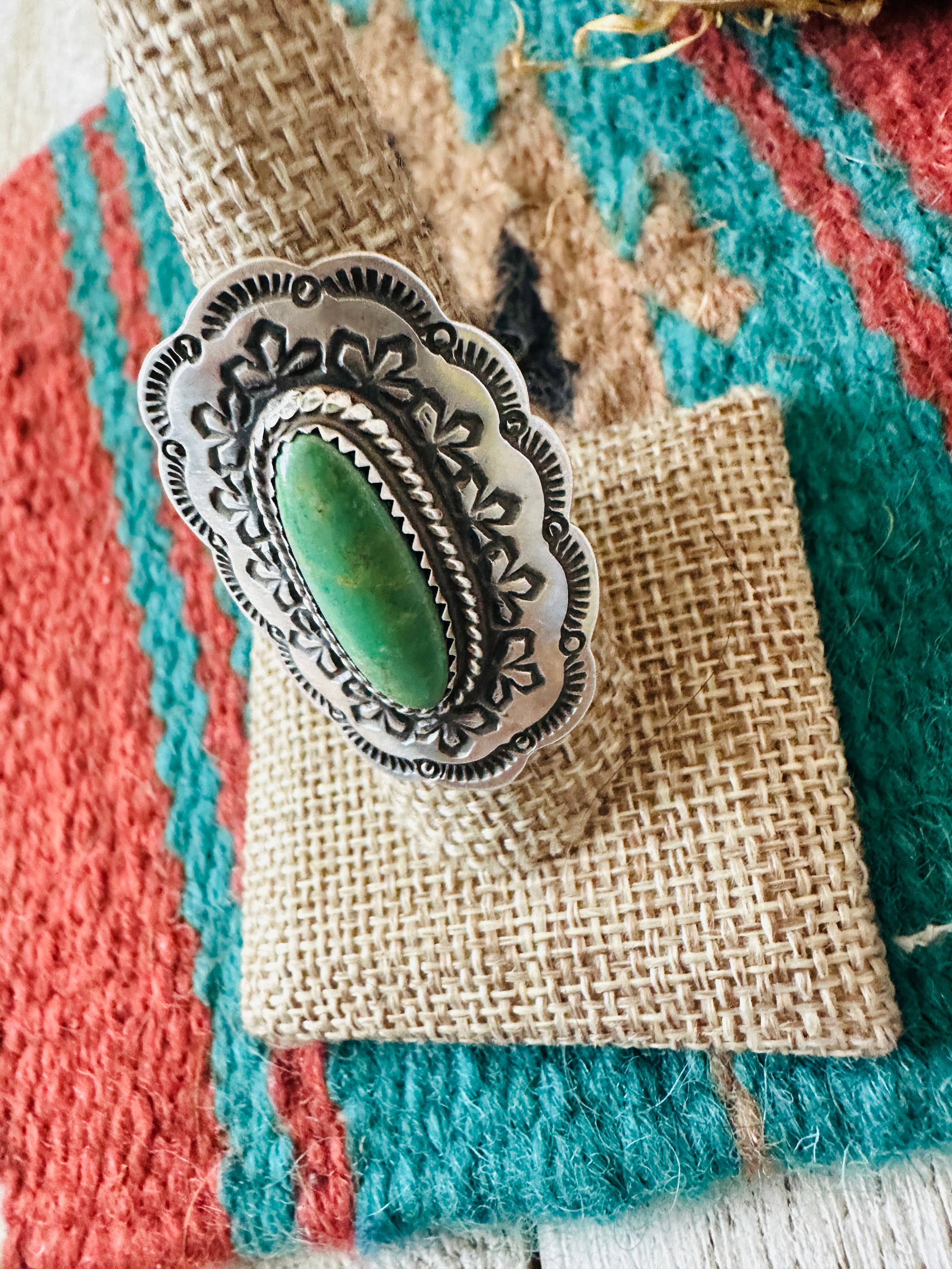 Handcrafted Turquoise & Sterling Silver Concho Ring