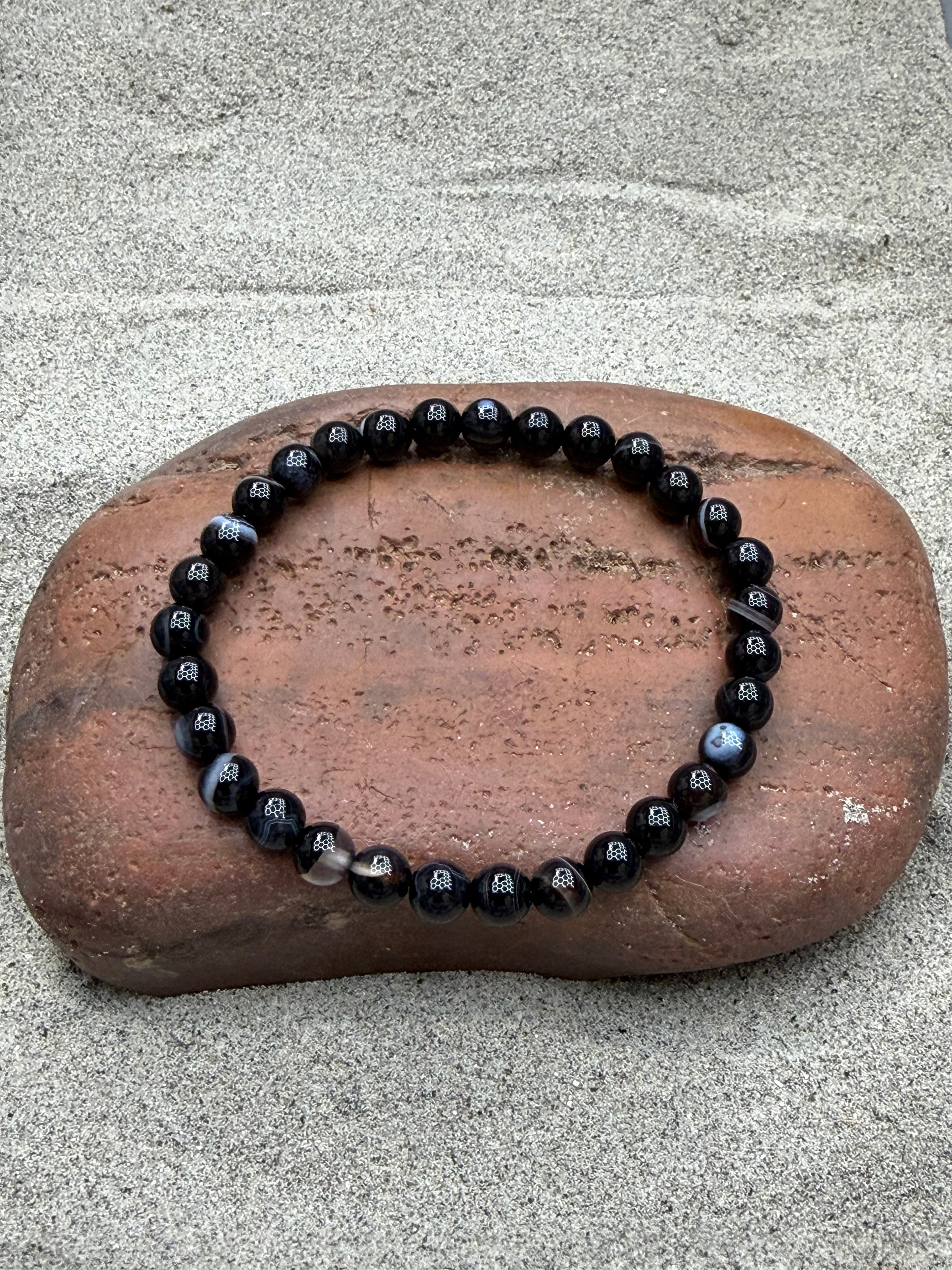 Banded Agate 4mm Beaded Stretch Bracelet