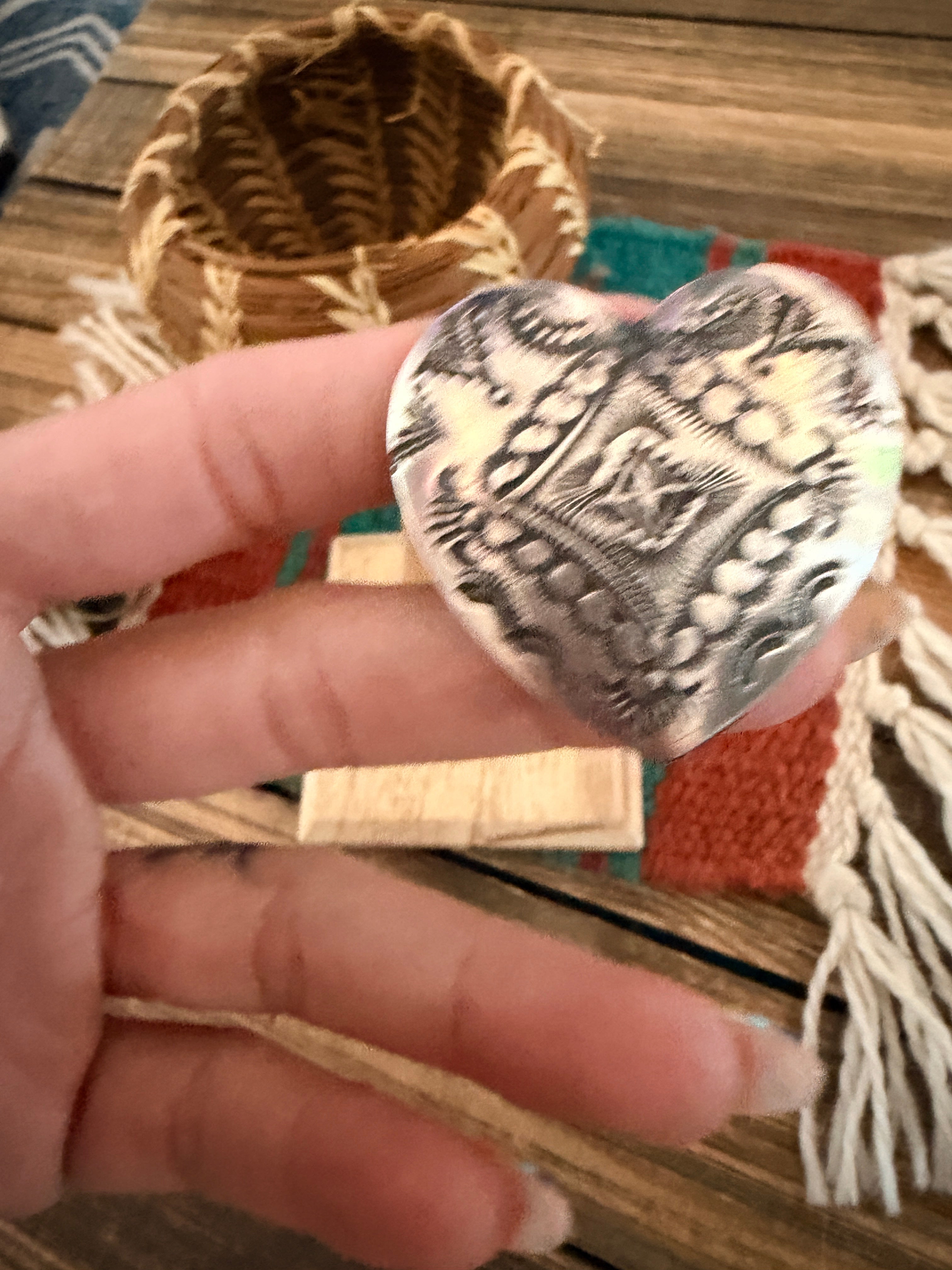 Handcrafted Sterling Silver Adjustable Heart Concho Ring by Vincent Platero