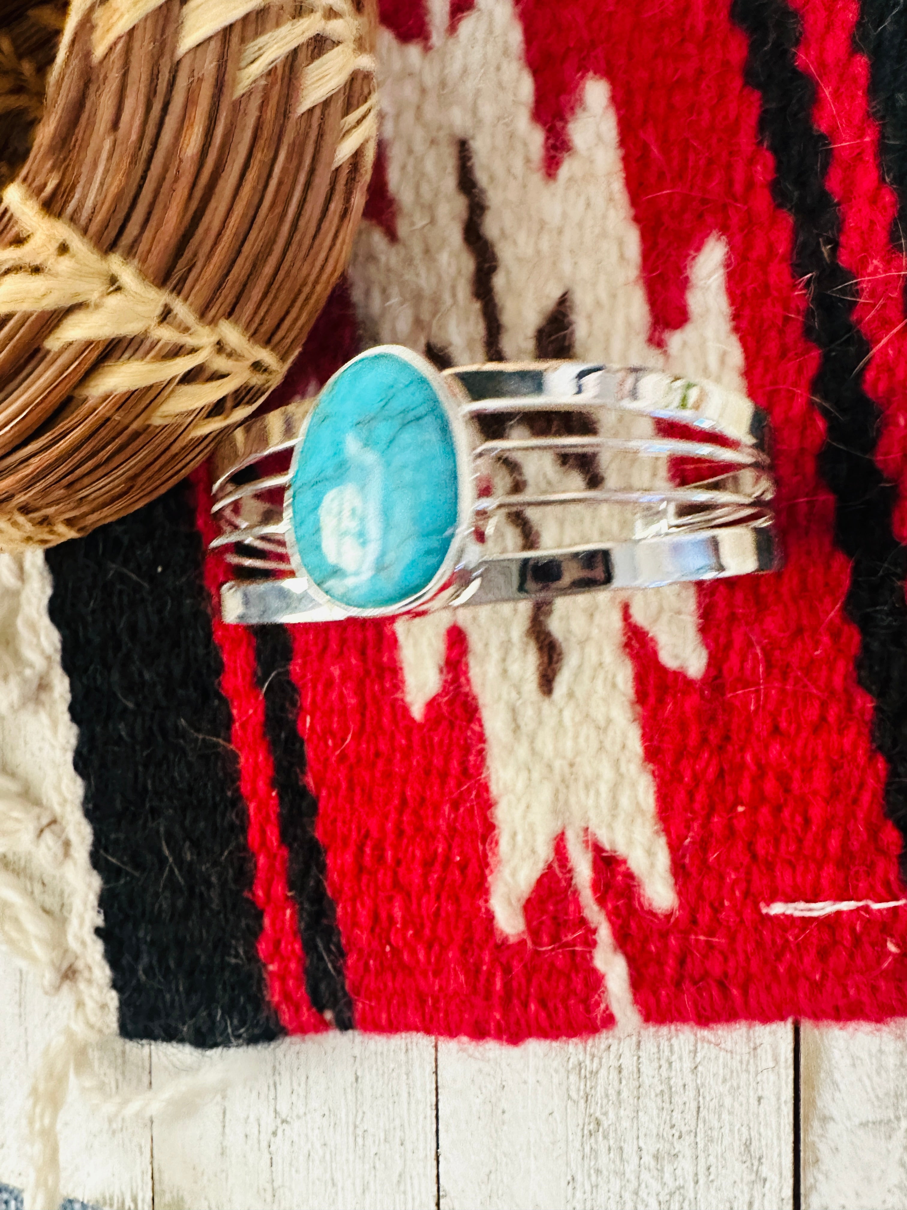 Navajo Kingman Turquoise & Sterling Silver Cuff Bracelet