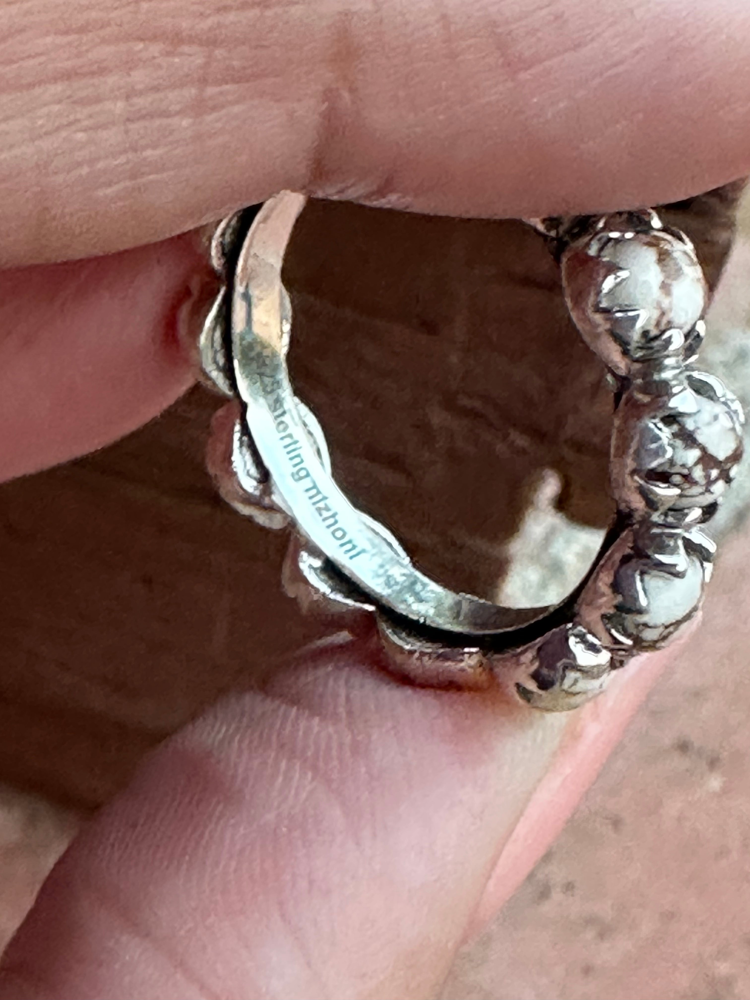 Natural Wild Horse & Sterling Silver Mini Eternity Band