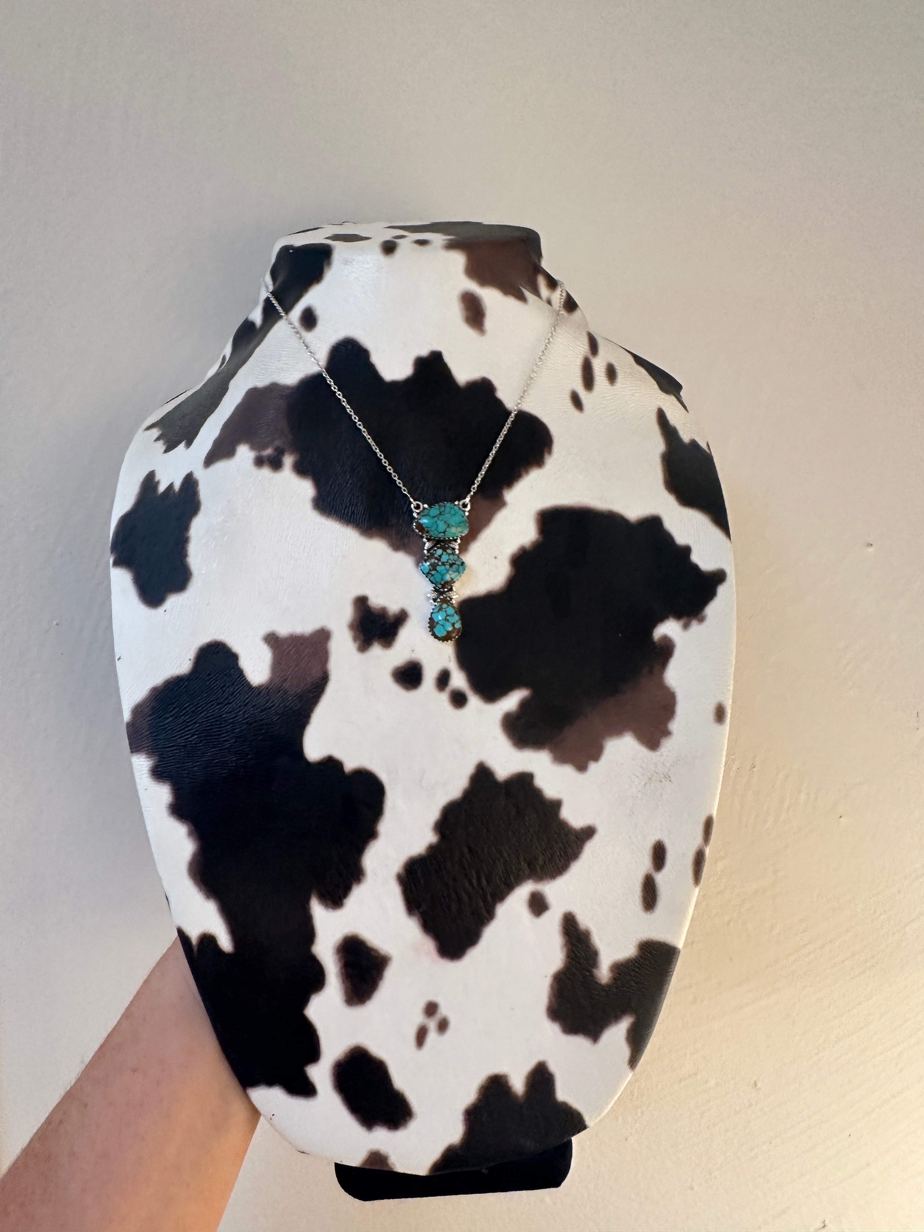 Beautiful Handmade Sterling Silver & Number 8 Turquoise Drop Necklace