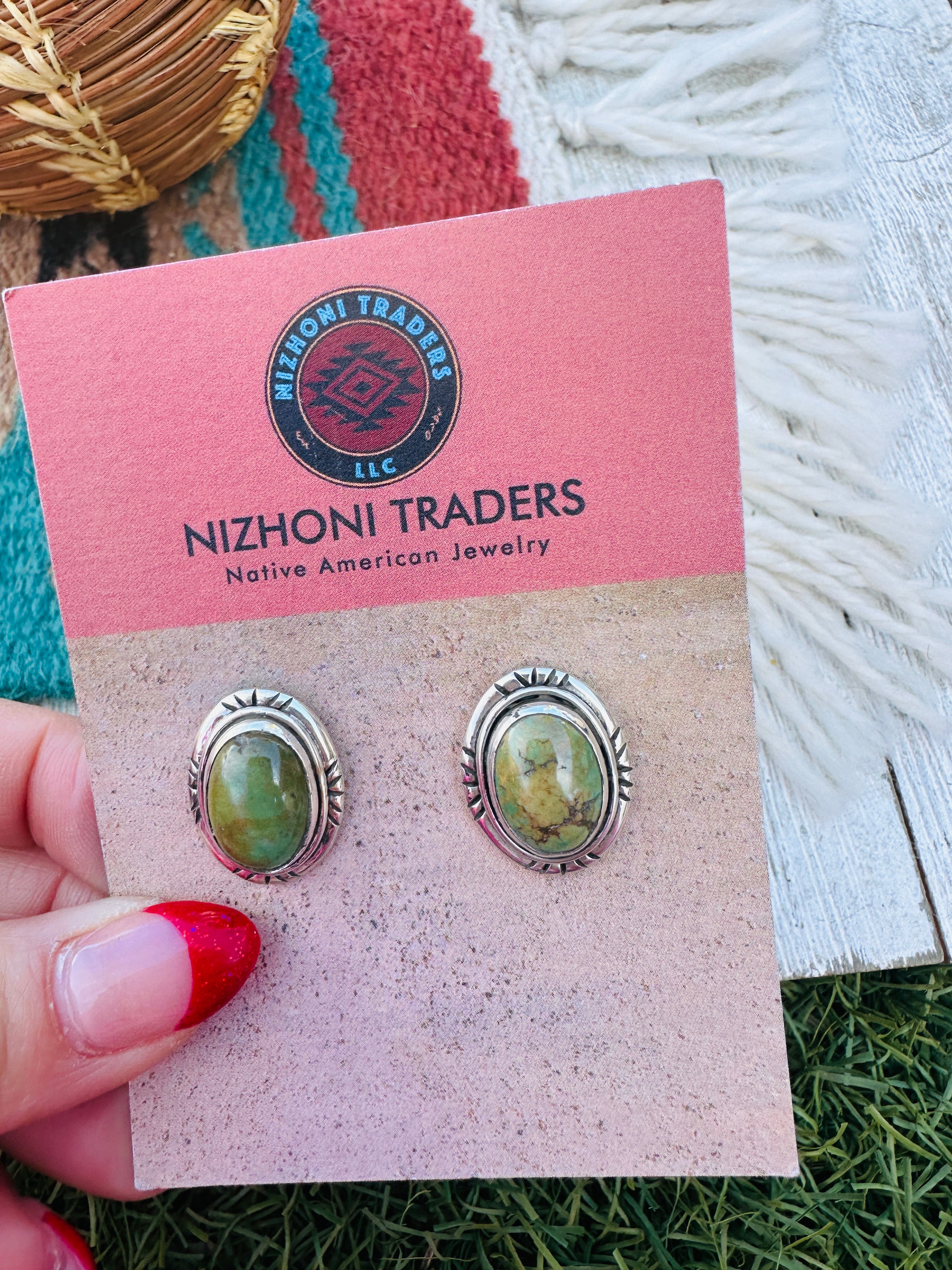 Handcrafted Sterling Silver & Turquoise Stud Earrings