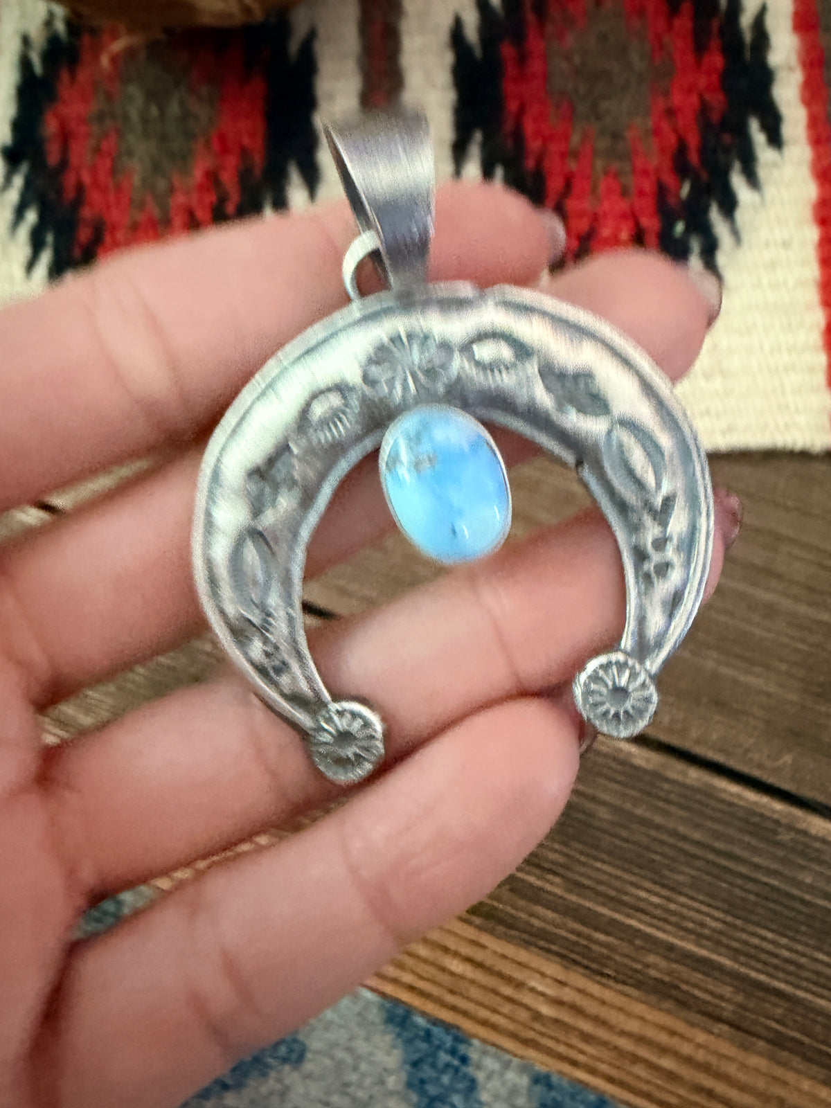 Handcrafted Sterling Silver & Golden Hills Turquoise Naja Pendant by Kevin Billah