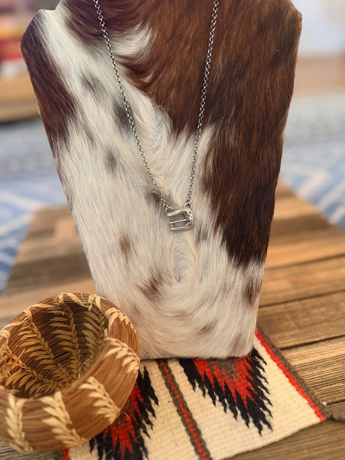 Handcrafted Sterling Silver Belt Buckle Necklace