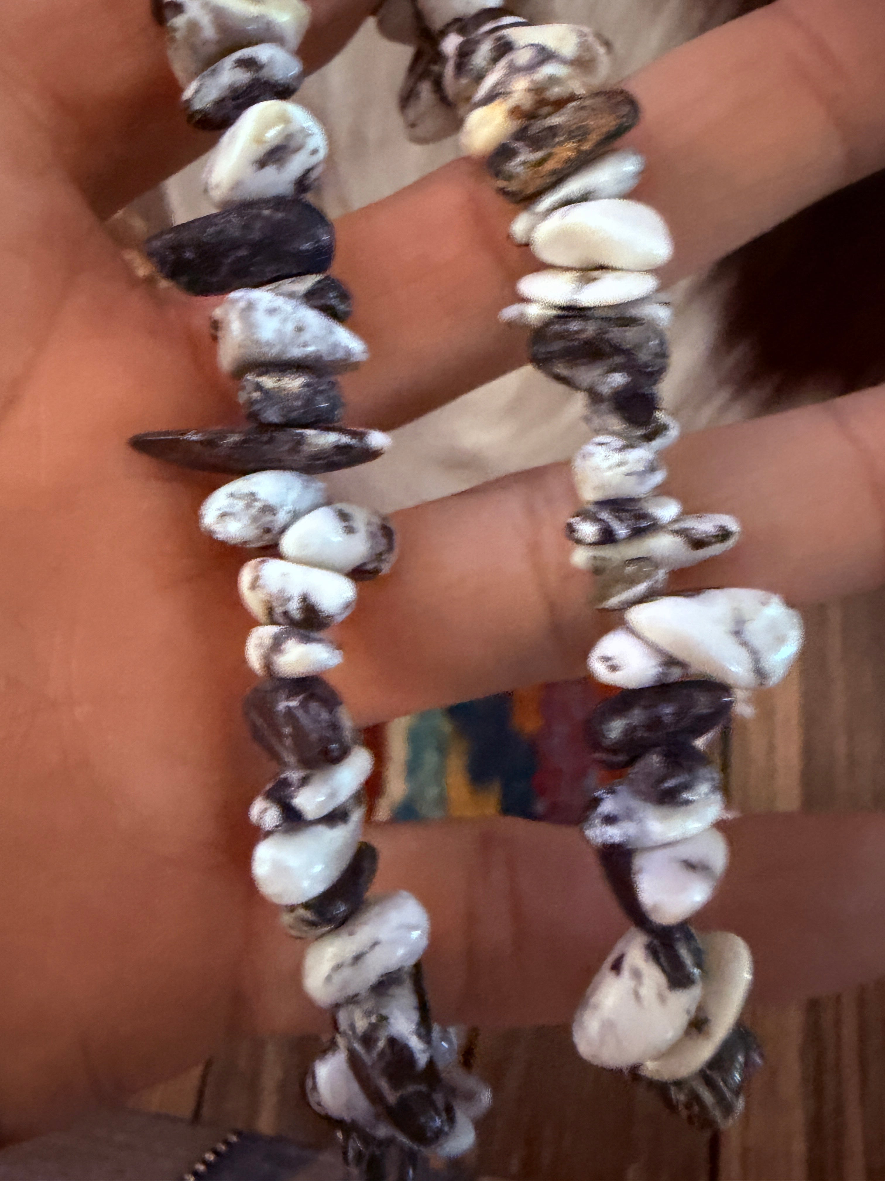 Handcrafted White Buffalo & Sterling Silver Beaded Necklace