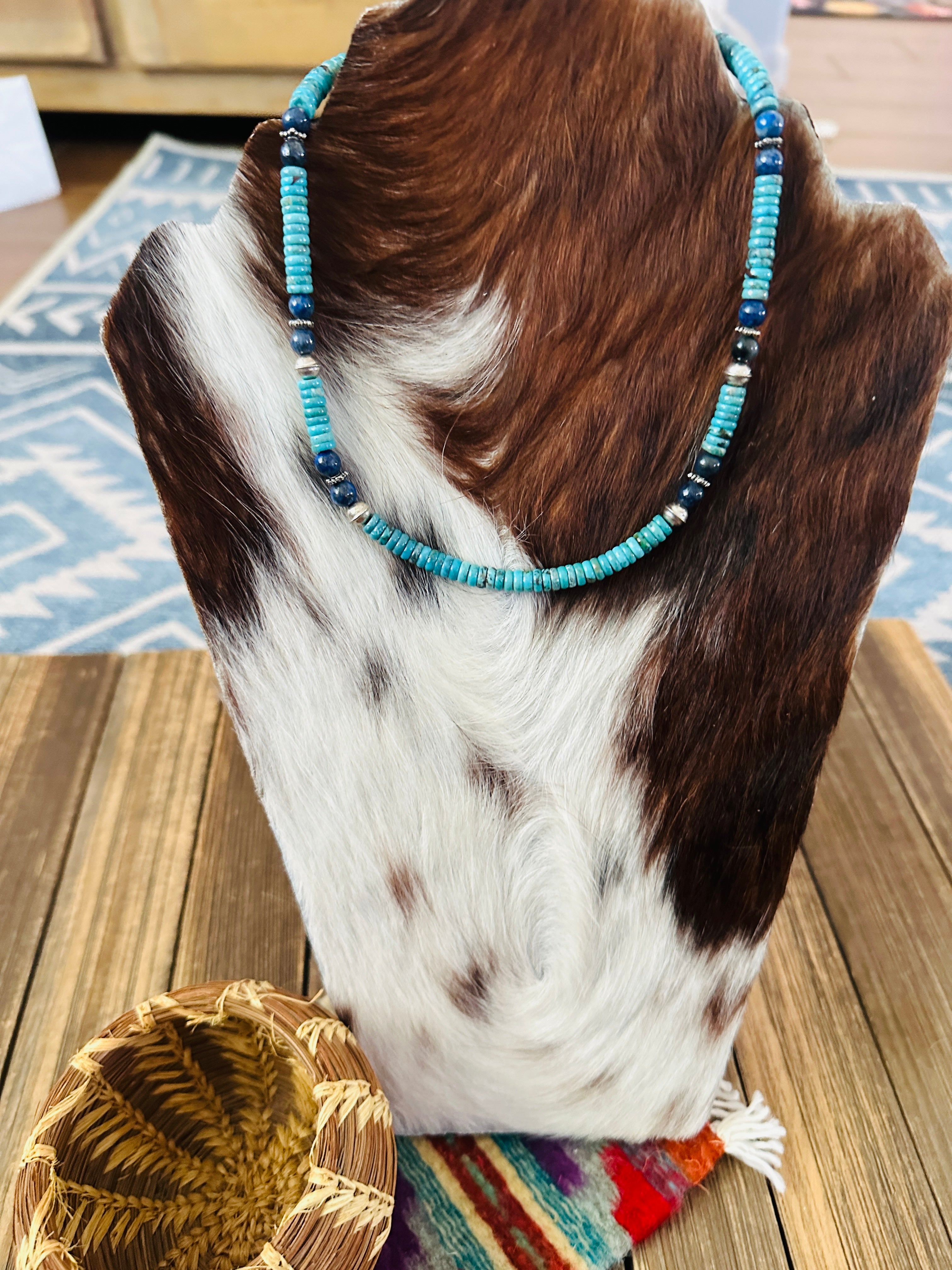 Handcrafted Multi Stone & Sterling Silver Beaded 16” Necklace by T & R Singer