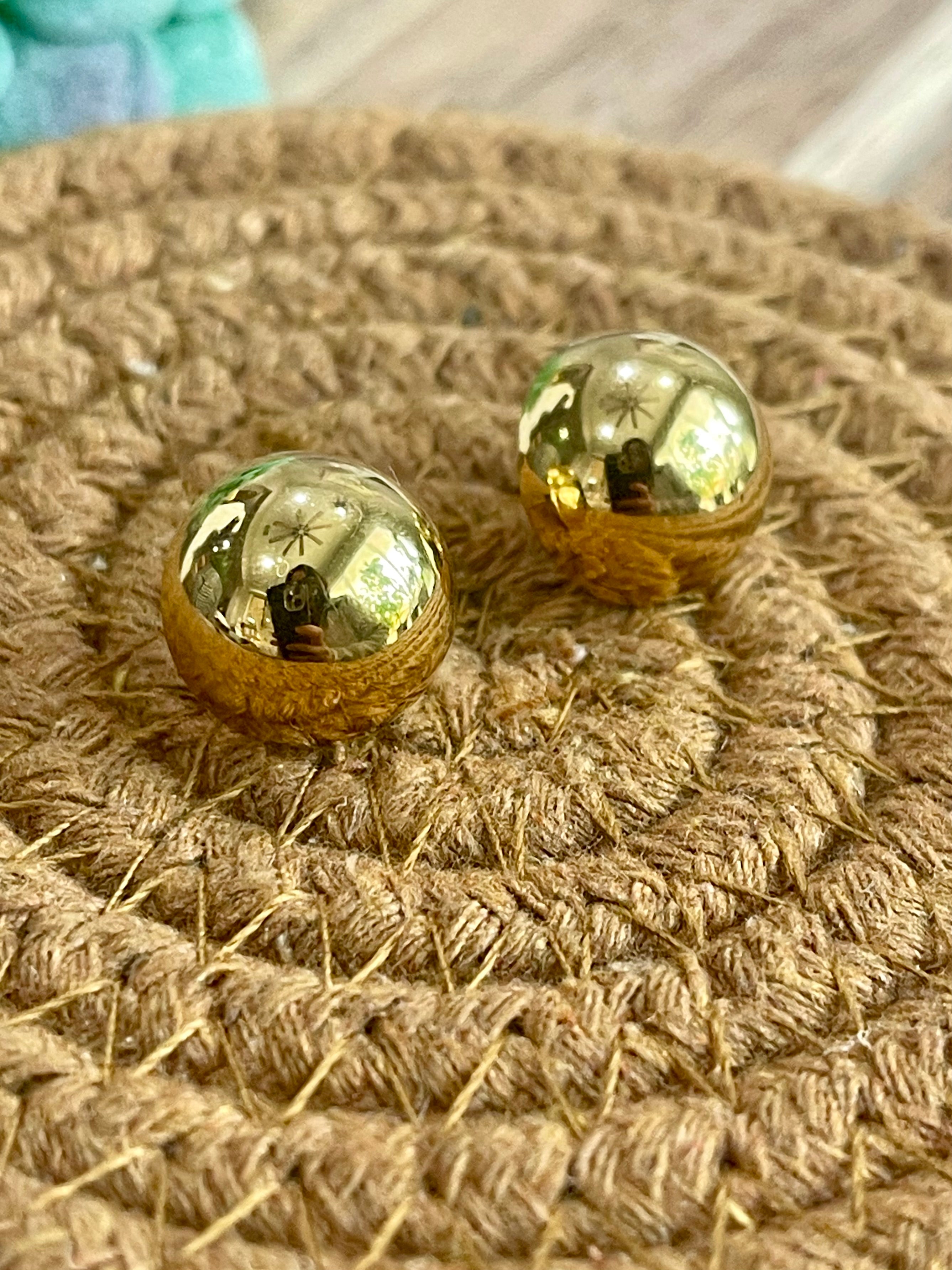 Vintage Gold Plated Round Stud Earrings