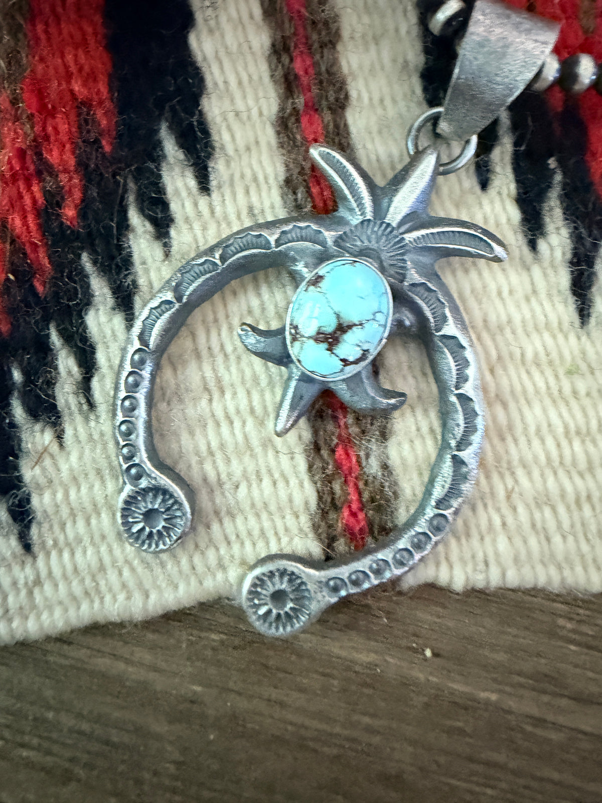 Handcrafted Sterling Silver & Golden Hills Turquoise Naja Pendant by Kevin Billah