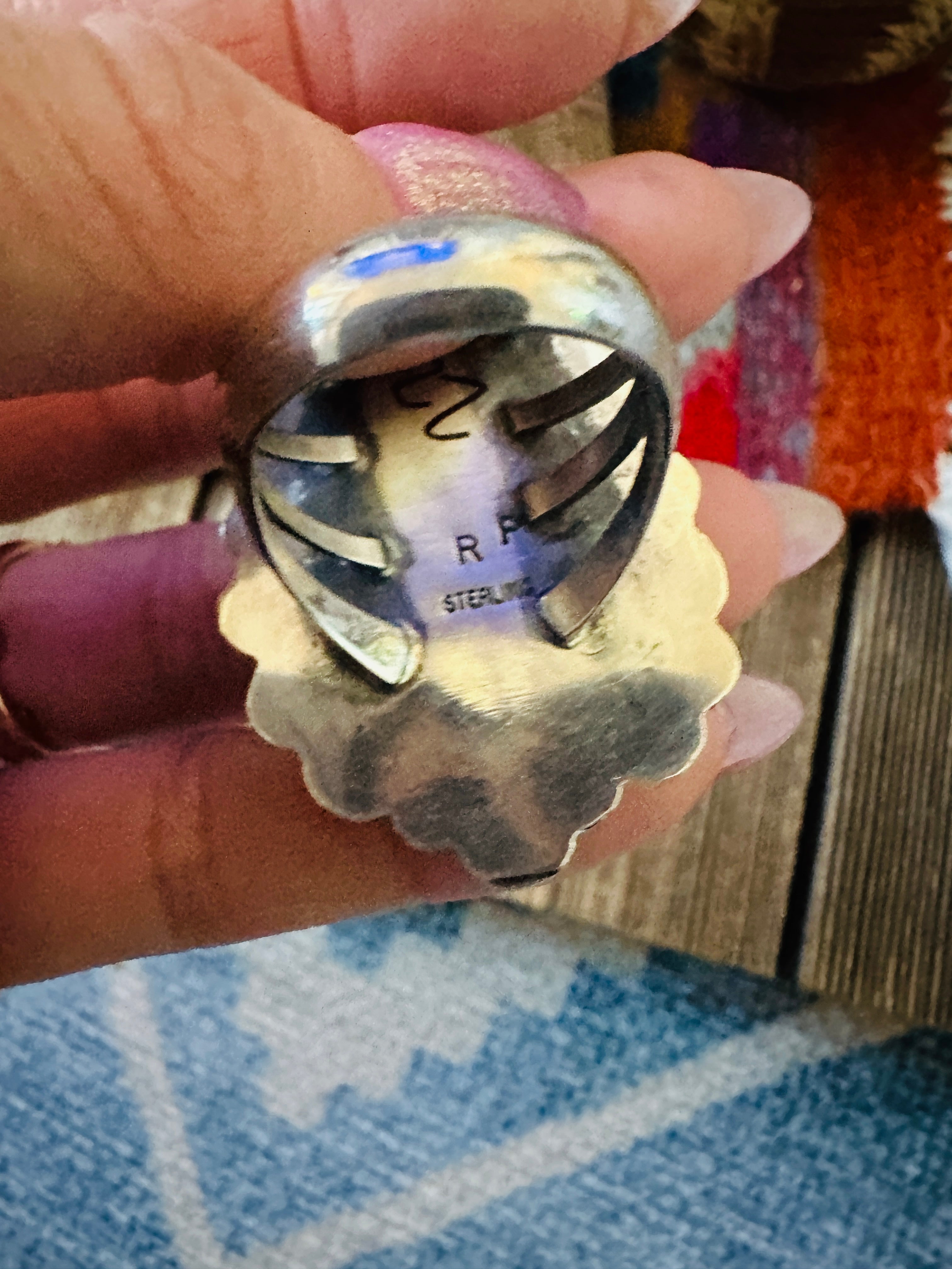 Handcrafted Turquoise & Sterling Silver Ring 9.5 by Rosella Paxson