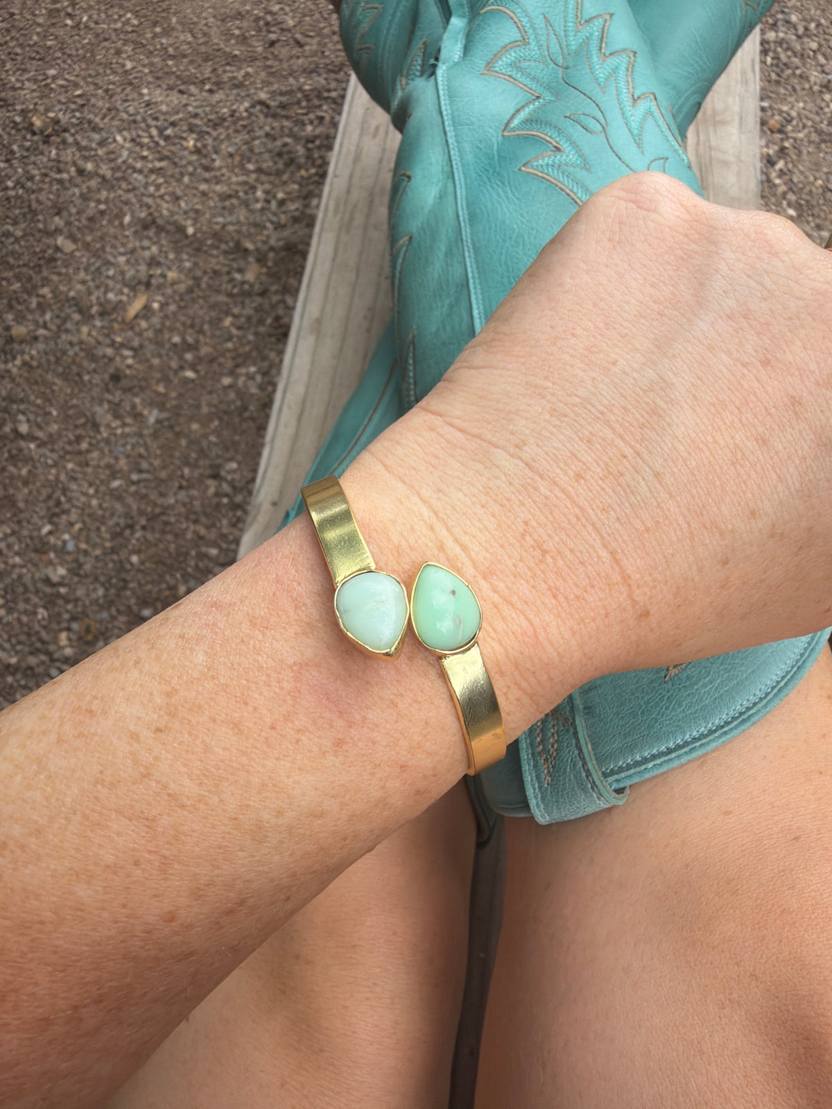 “The Golden Collection” Painted Desert Handmade Paloma Gold Plated Adjustable Teardrop Bracelet Cuff STYLE 6
