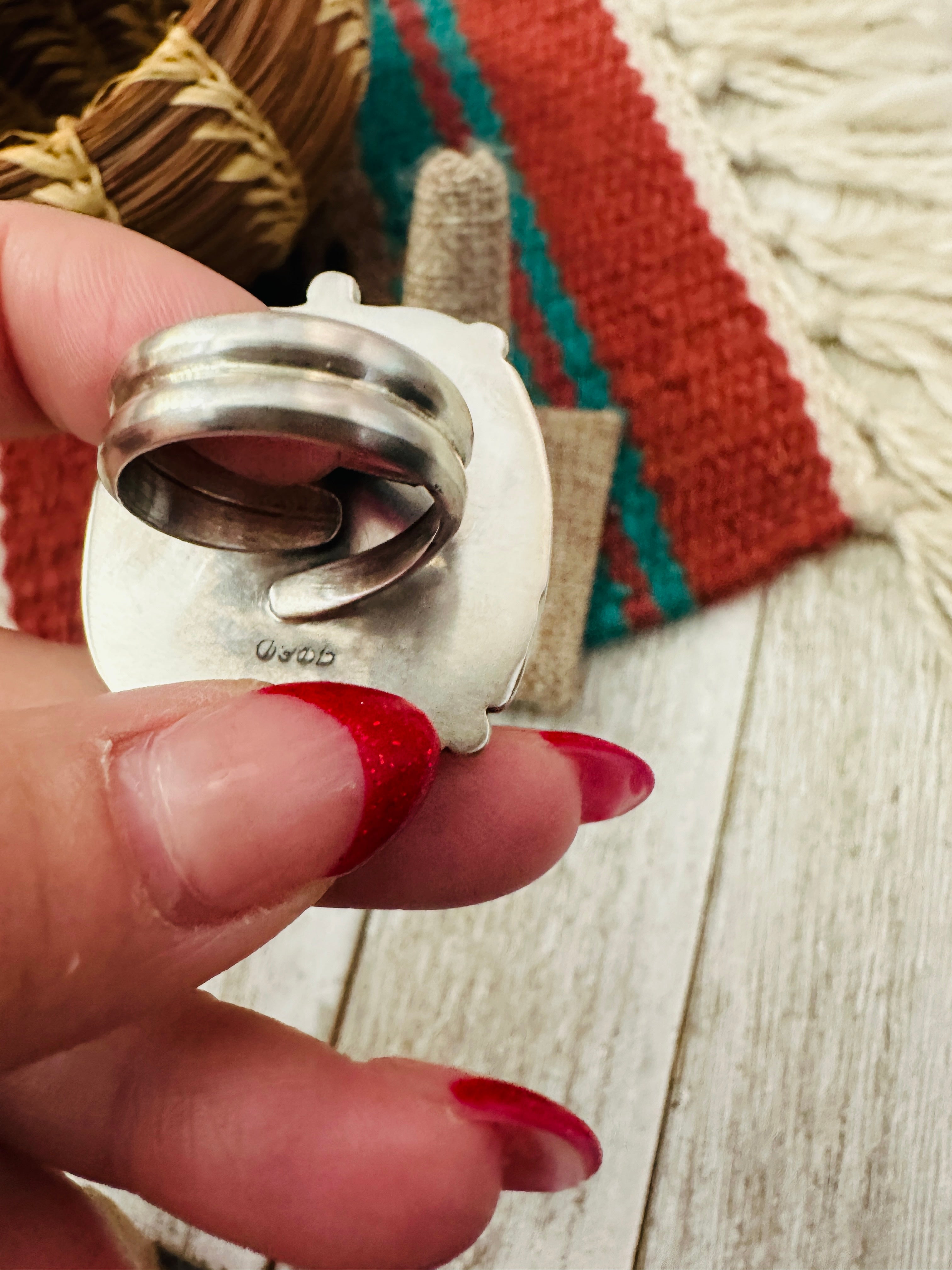 Handcrafted Kingman Turquoise & Sterling Silver Adjustable Ring
