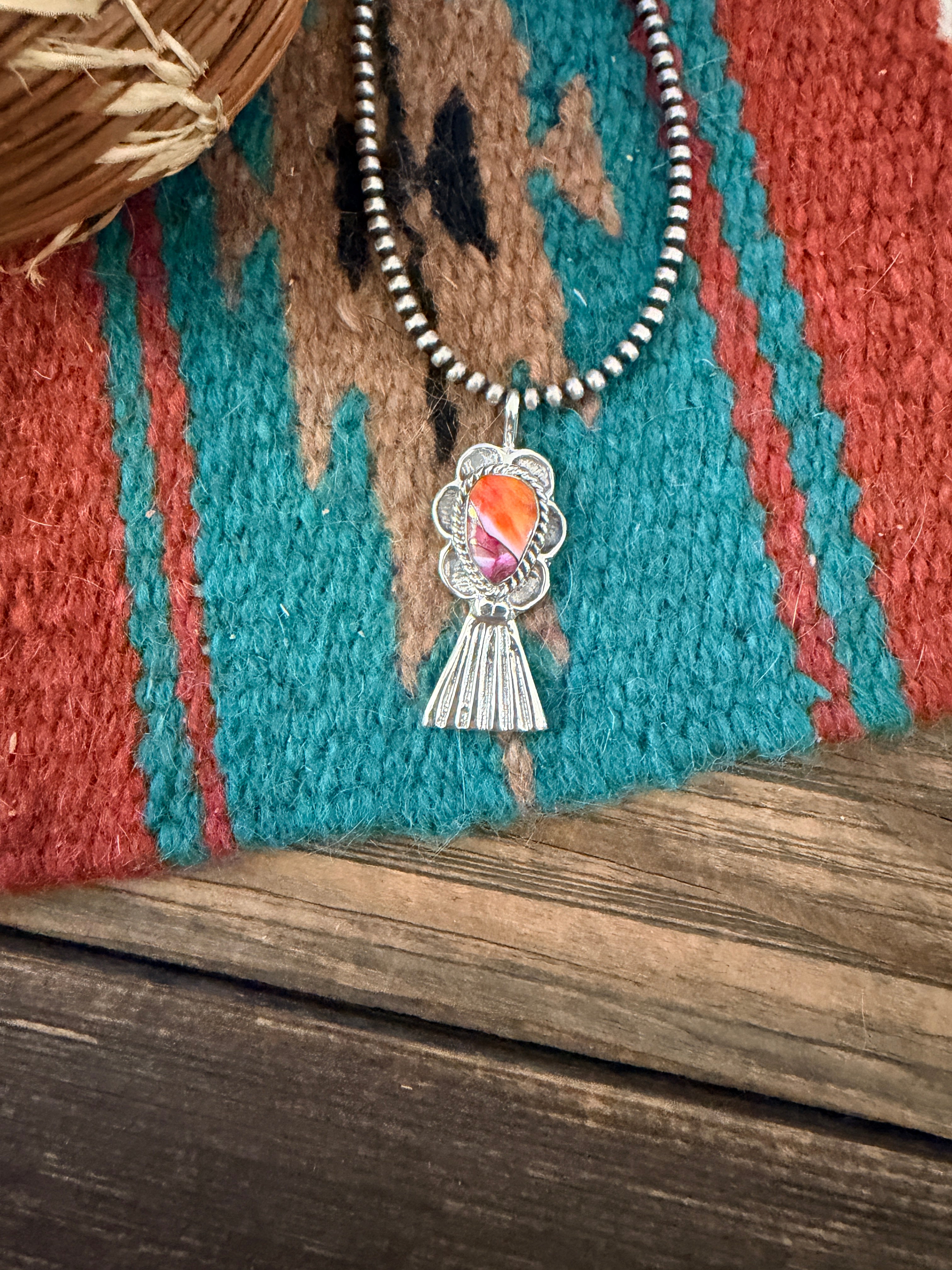 Handcrafted Sterling Silver & Pink Dream Mojave Blossom Pendant by Joseph Martinez