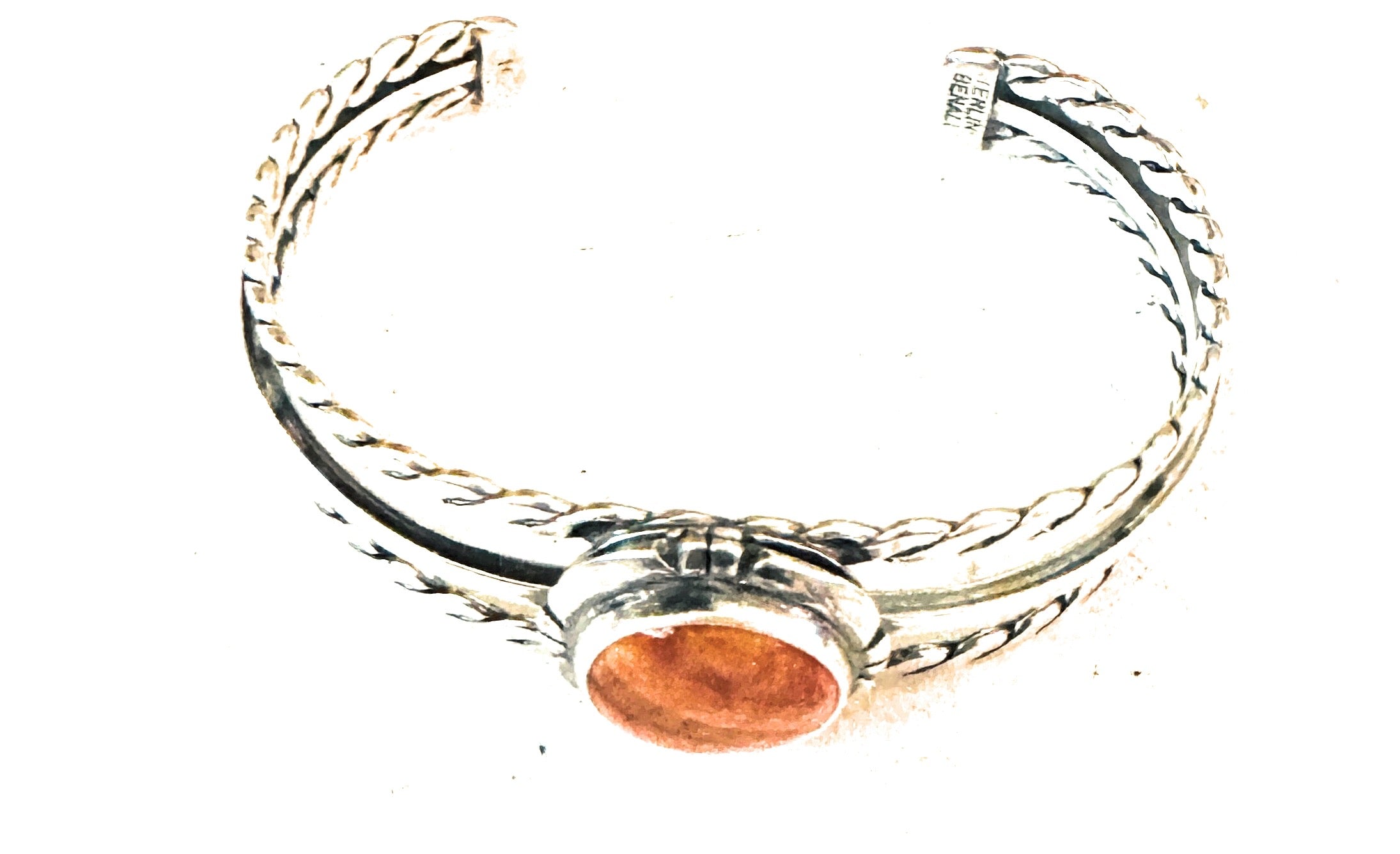 Navajo Sterling Silver & Orange Spiny Oyster Cuff Bracelet