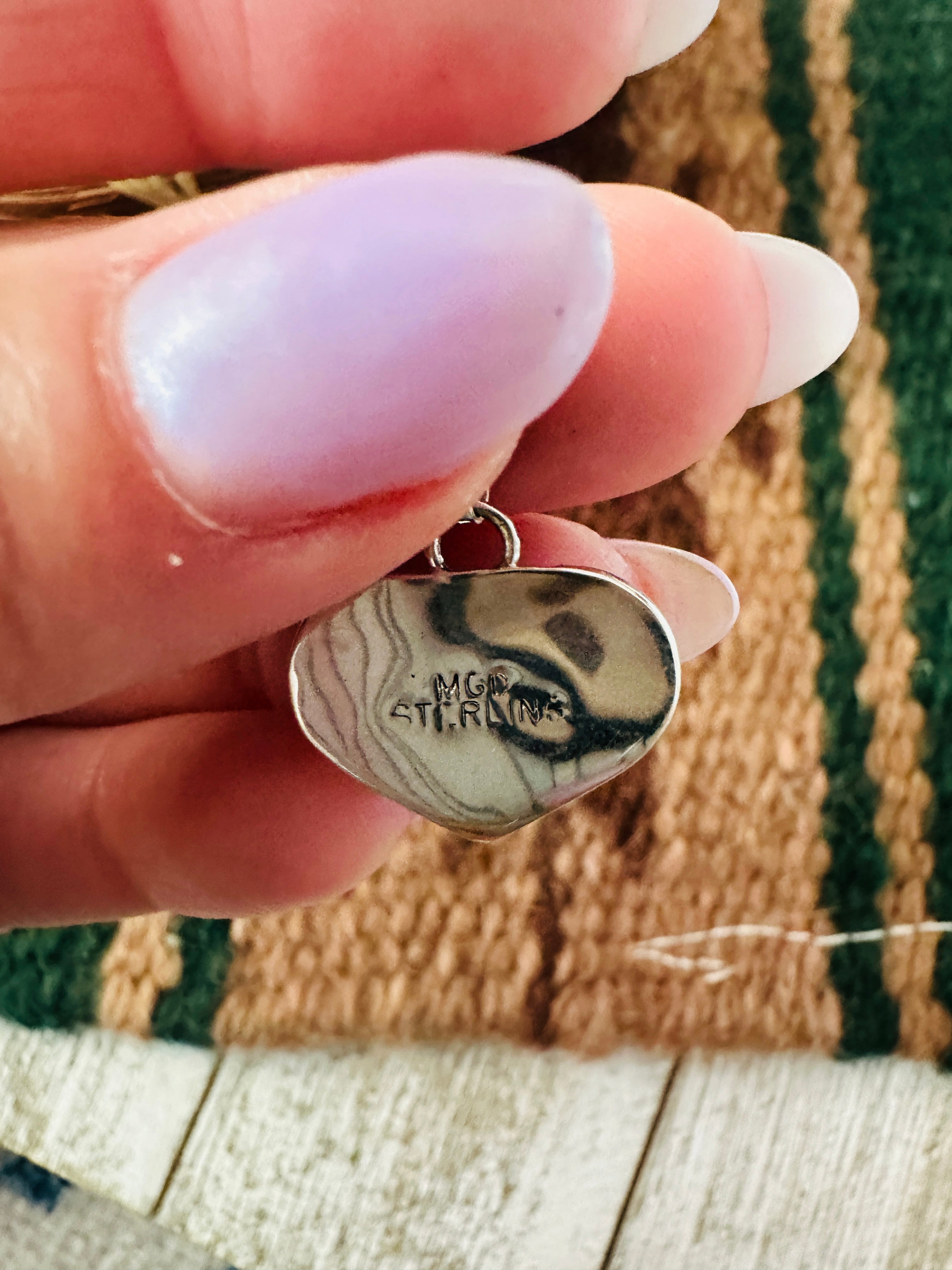 Handcrafted Blue Opal & Sterling Silver Inlay Heart Pendant