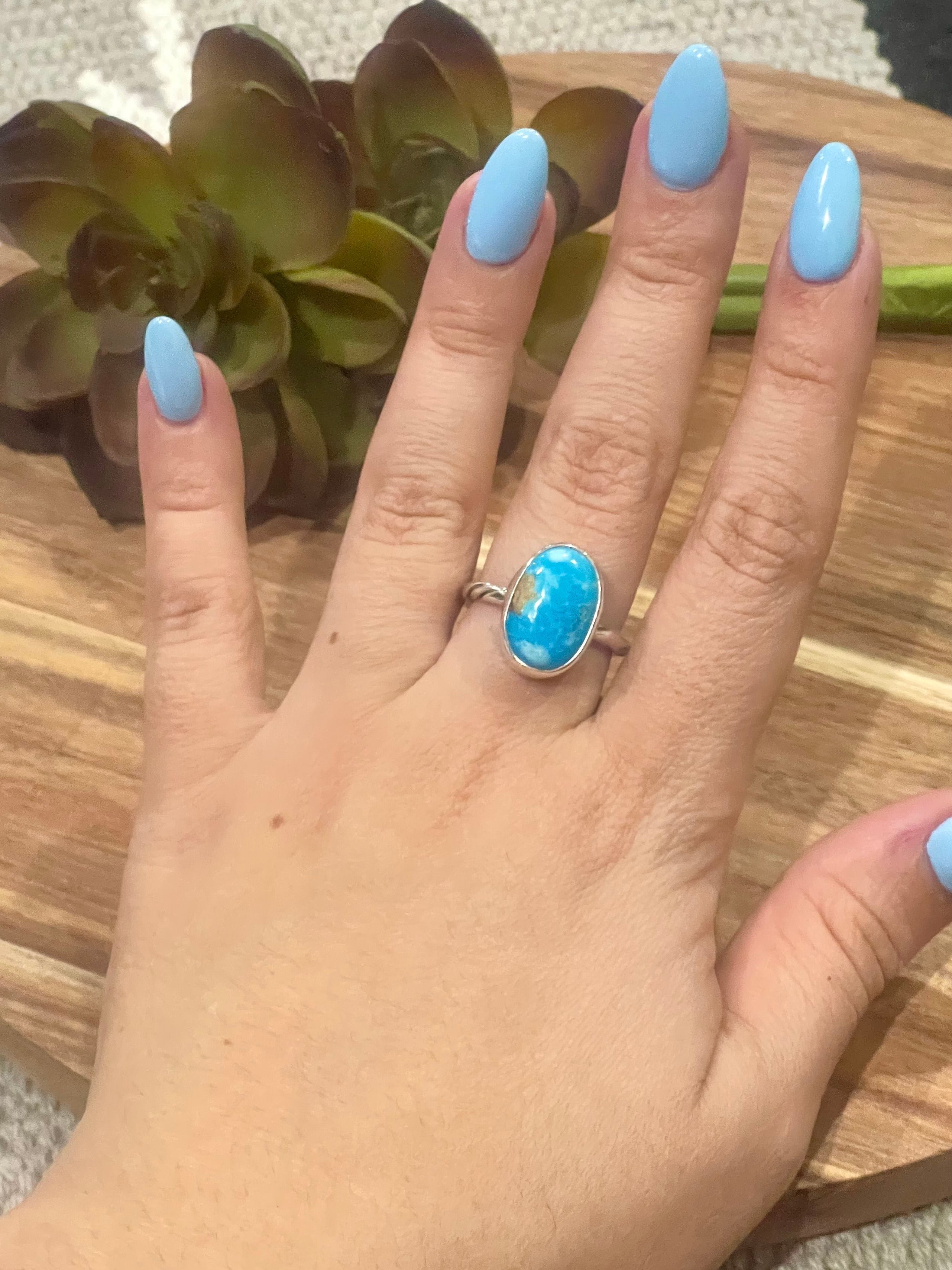 Navajo Turquoise & Sterling Silver Ring Size 7.25